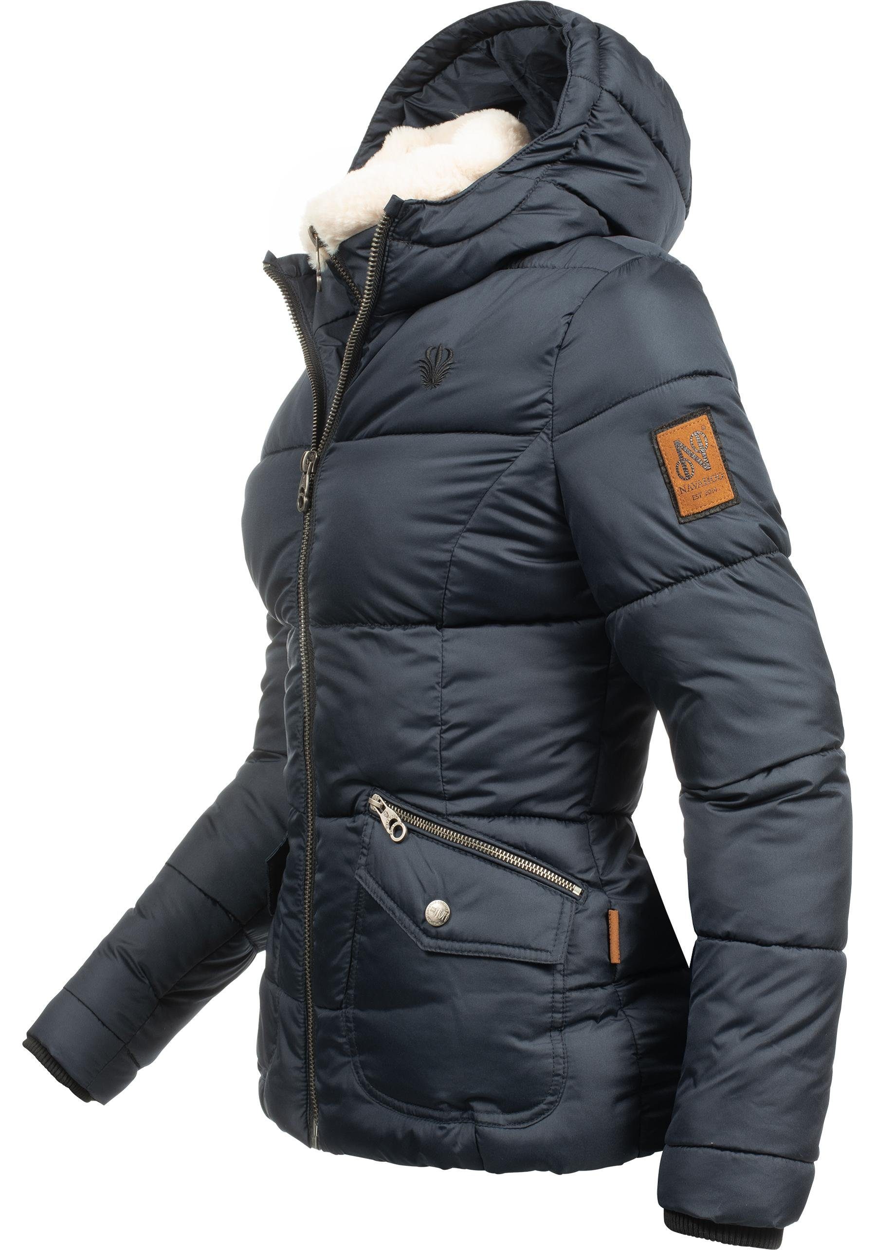 Navahoo Winterjacke Megan stylische Damen Steppjacke mit Teddyfutter