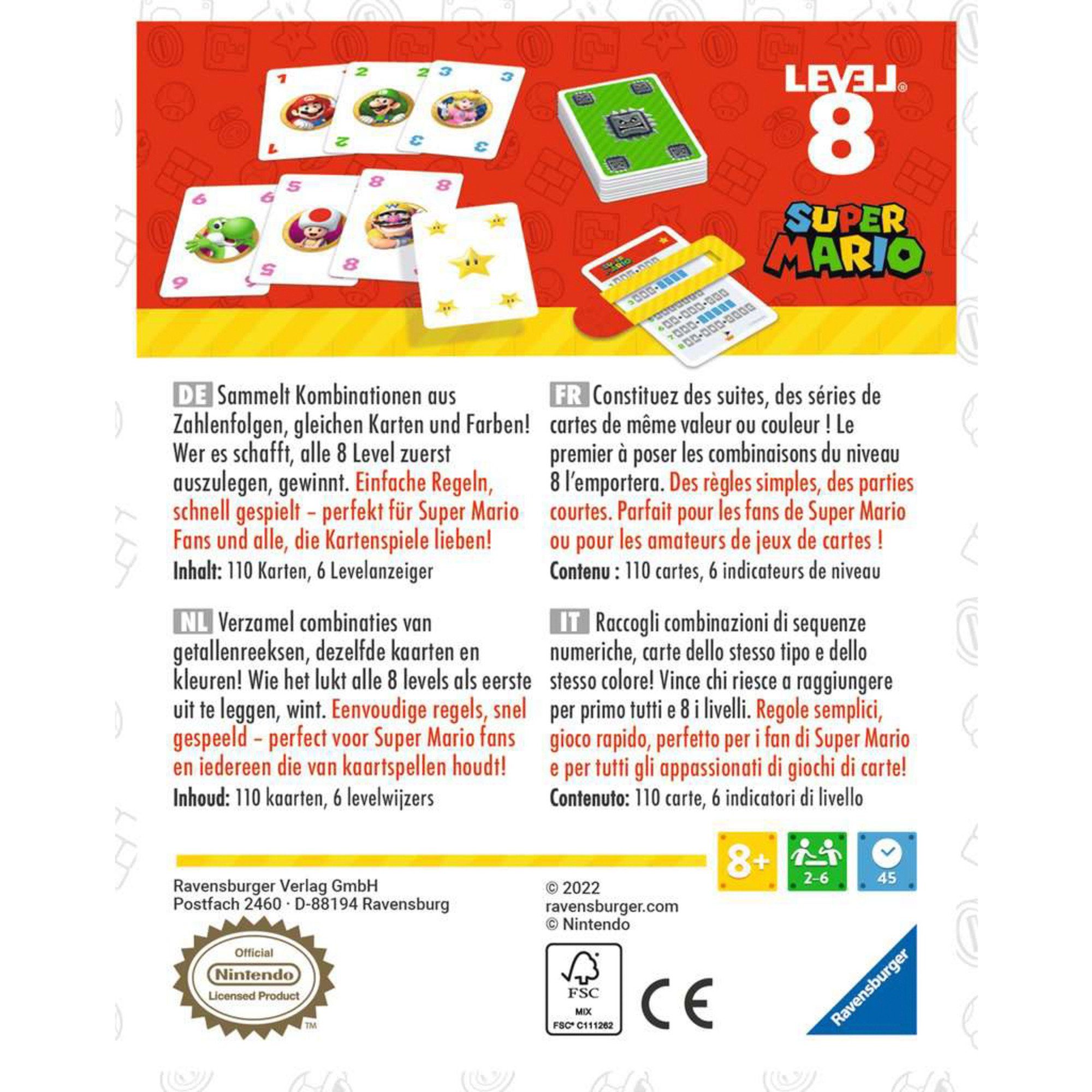 Ravensburger Spiel Ravensburger Super Mario Level 8, Kartenspiel