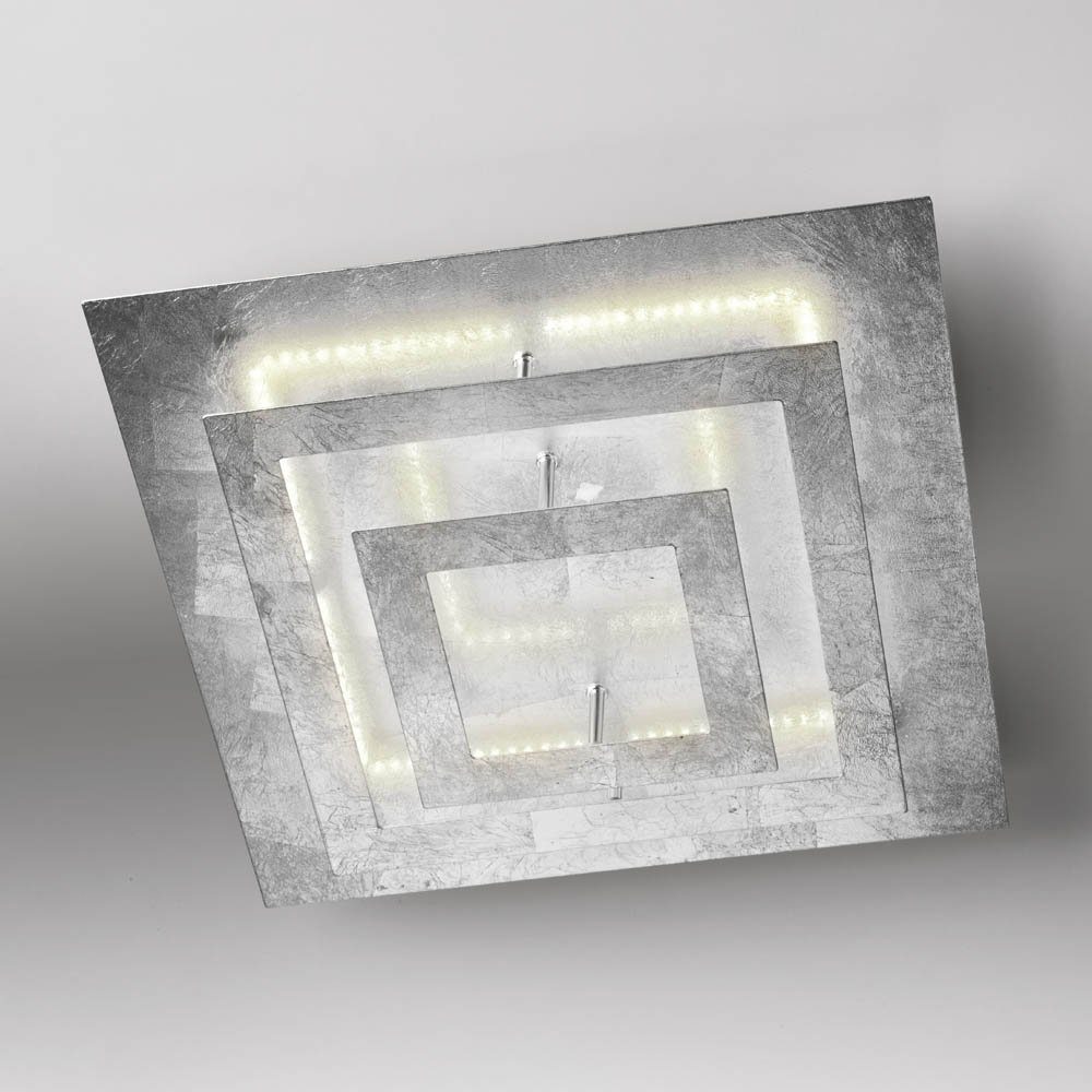 click-licht LED Deckenleuchte LED Deckenleuchte Square in Blattsilber 27W 2200lm, keine Angabe, Leuchtmittel enthalten: Ja, fest verbaut, LED, warmweiss, Deckenlampe, Deckenbeleuchtung, Deckenlicht