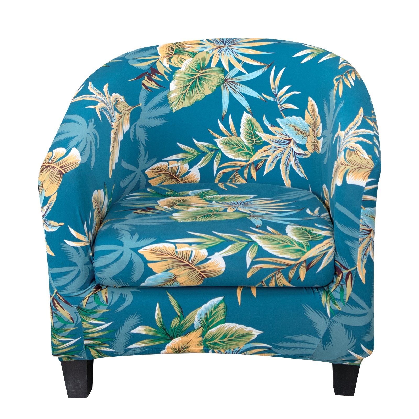 Sesselhusse Stretch, gedrucktes florales geometrisches Muster, für Einzelsessel, Rosnek, Akzentstuhl Barrel Chair Blau