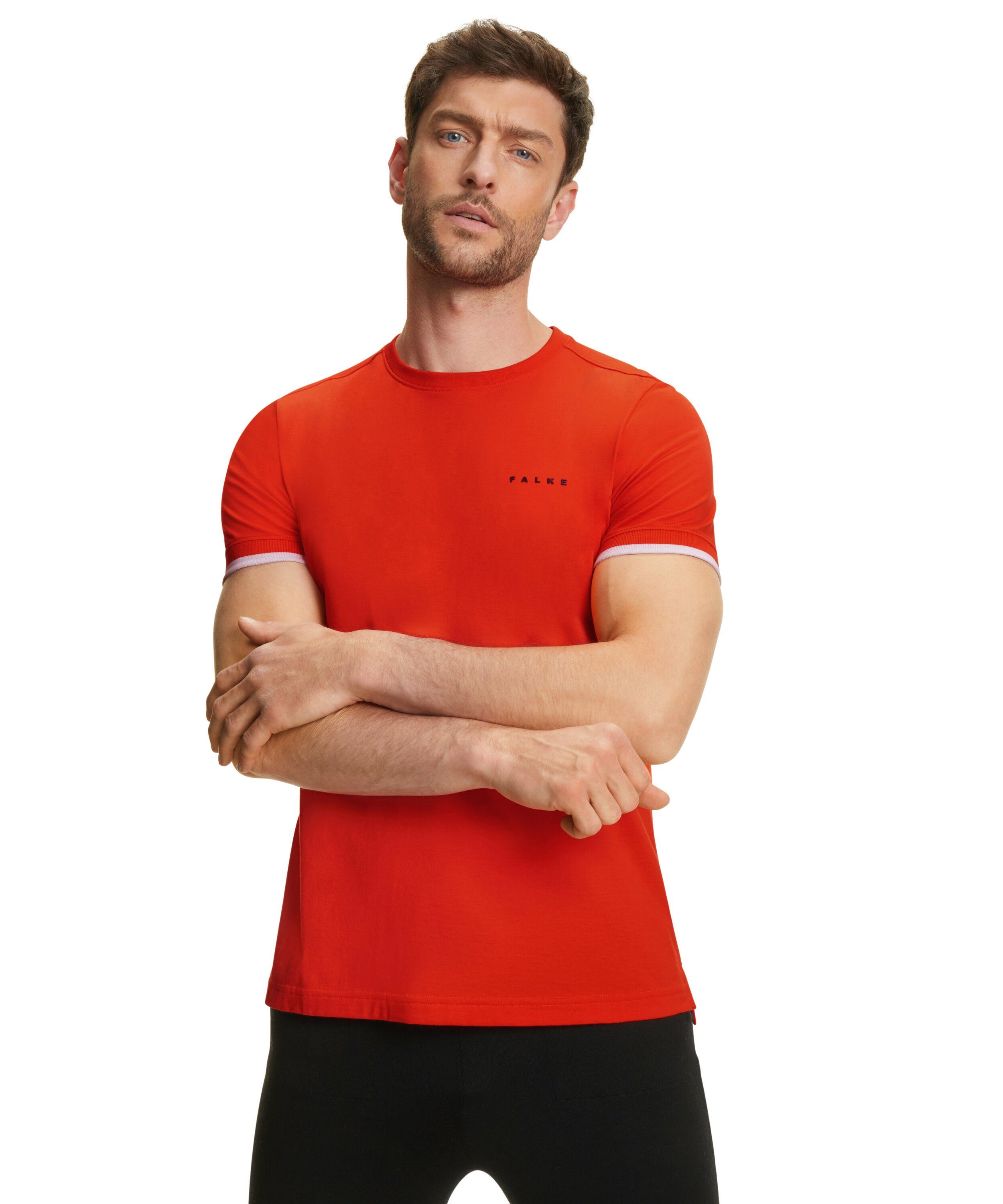 aus safety Pima-Baumwolle FALKE (1-tlg) (8314) hochwertiger T-Shirt orange