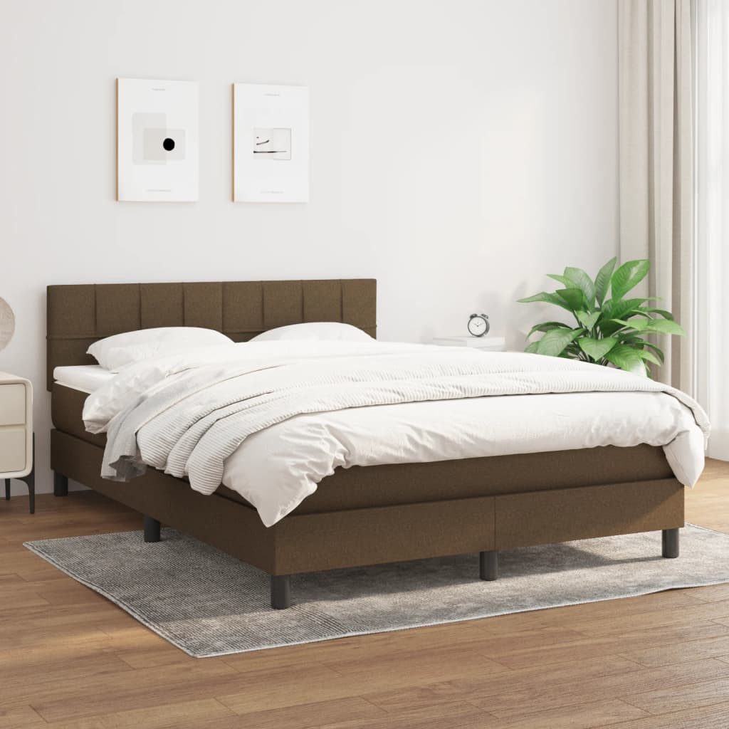 vidaXL Boxspringbett mit Matratze Dunkelbraun 140x200 cm Stoff1373136 günstig online kaufen