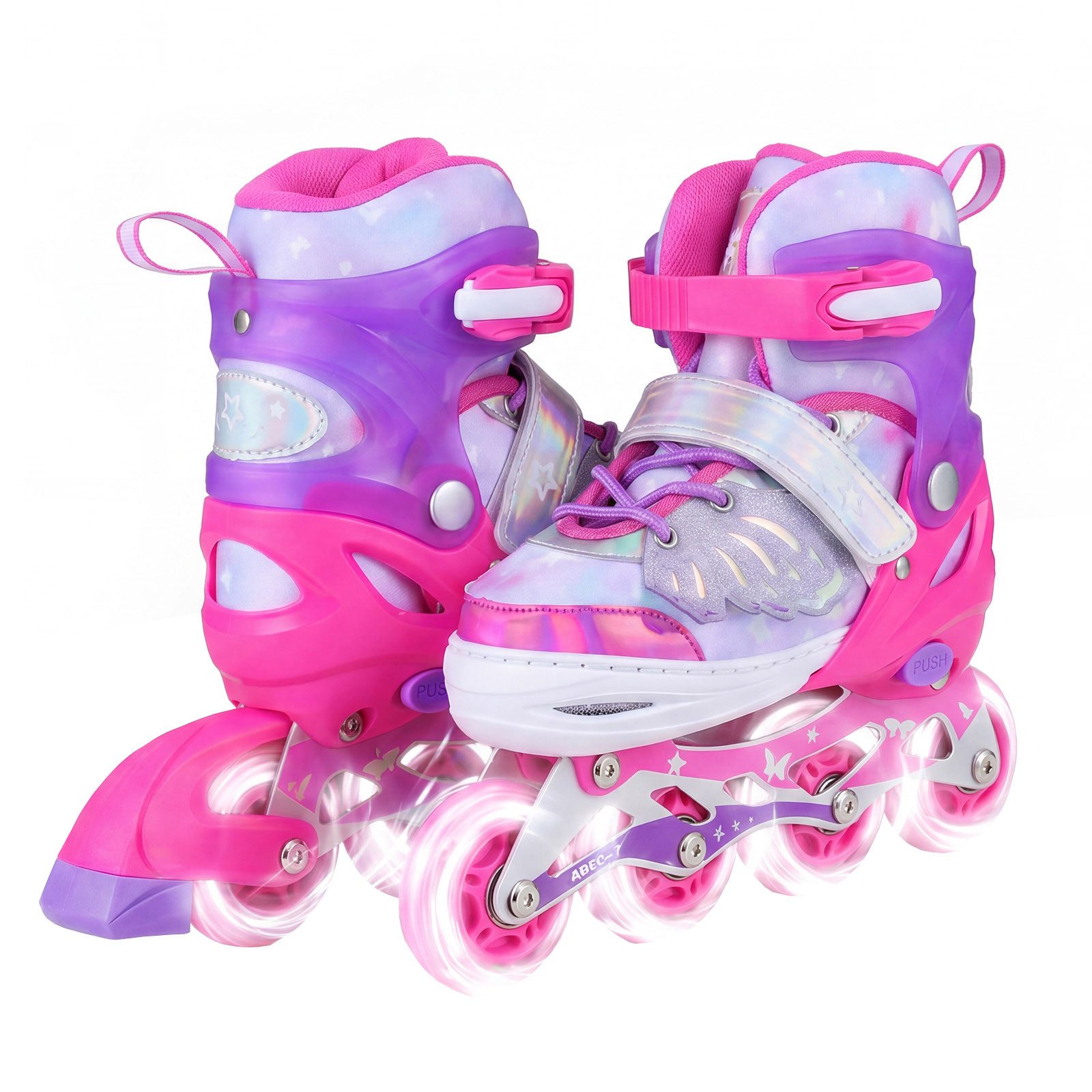 COSTWAY Rollschuhe, Kinder Inliner 4 Größen verstellbar mit LED Rädern