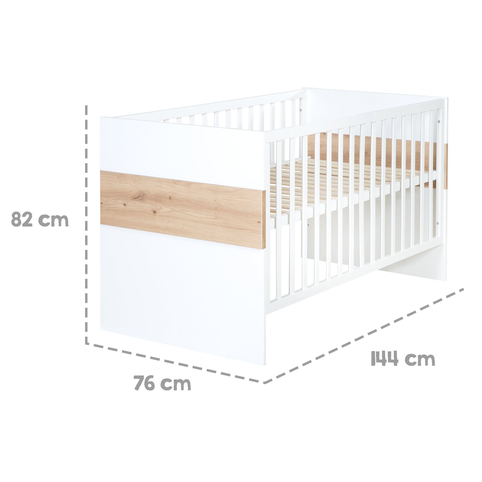 roba® Babybett Lion, Gitterbett, Umbaubar & Mitwachsend - Höhenverstellbar