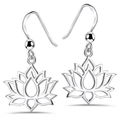 Materia Paar Ohrhaken Damen Lotus / Lotusblume SO-73 Silber, 925 Sterling Silber, rhodiniert