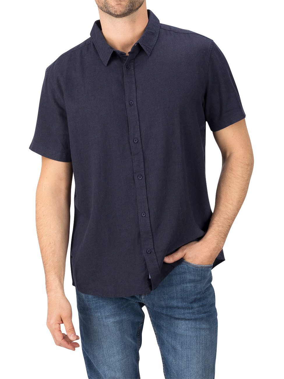 Kurzarmhemd riverso Herren Kurzarm Leinen Hemd RIVCarlo Regular Fit
