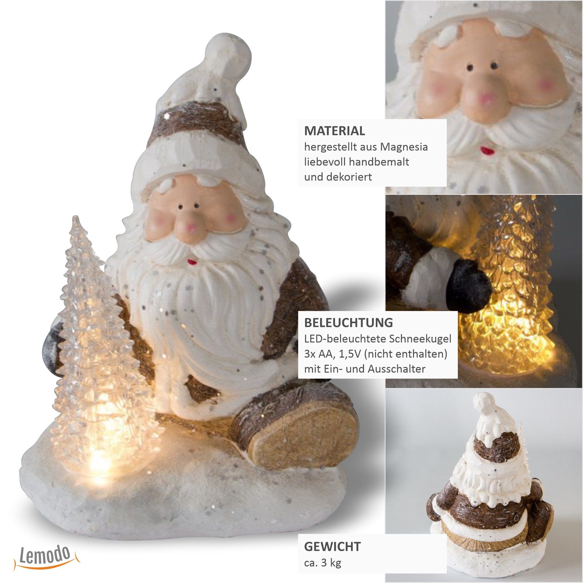 Lemodo Weihnachtsfigur Weihnachtsdeko für außen, Weihnachtsmann