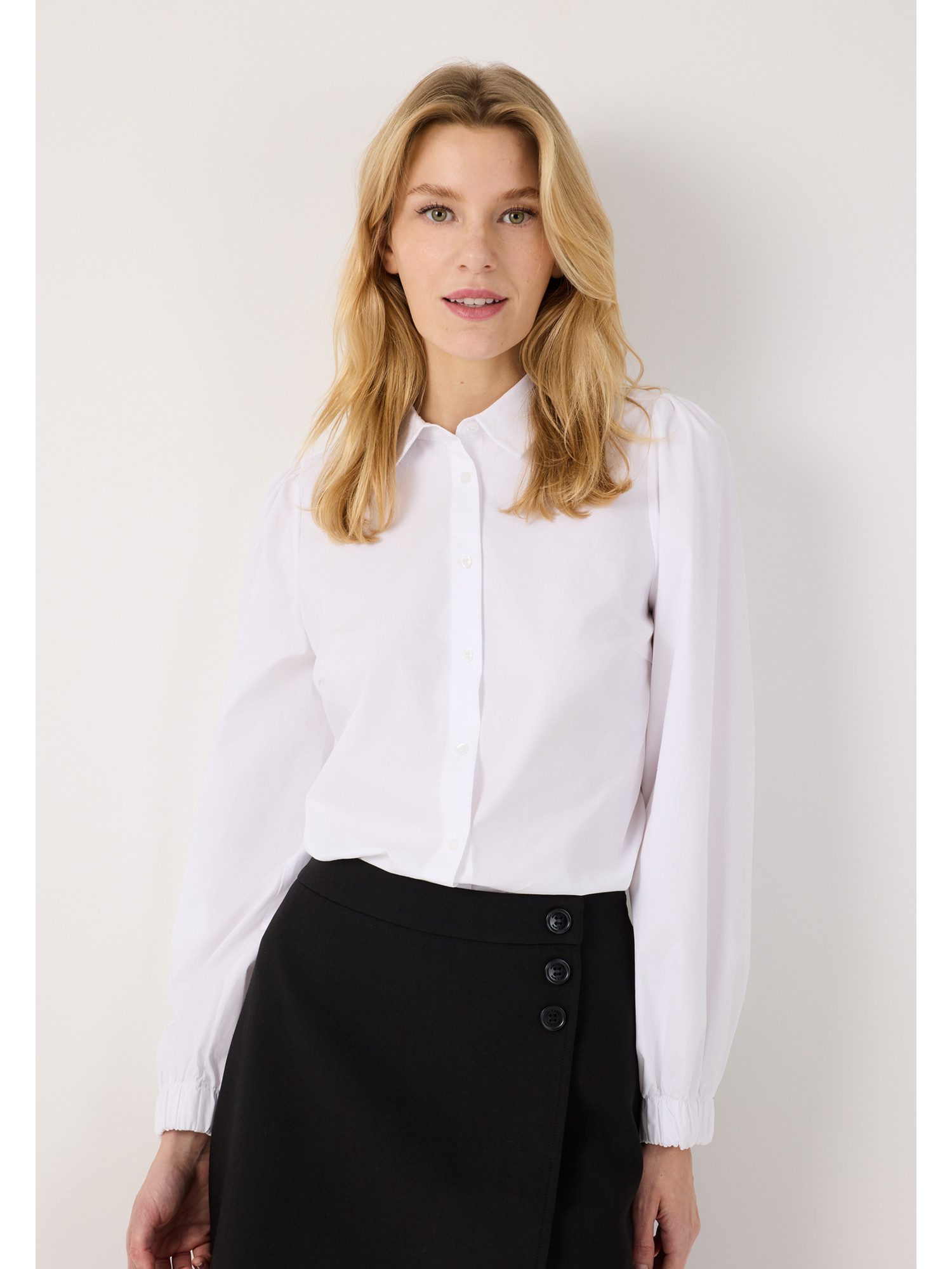 MORE&MORE Langarmbluse klassische Hemdbluse mit weiten Ärmeln