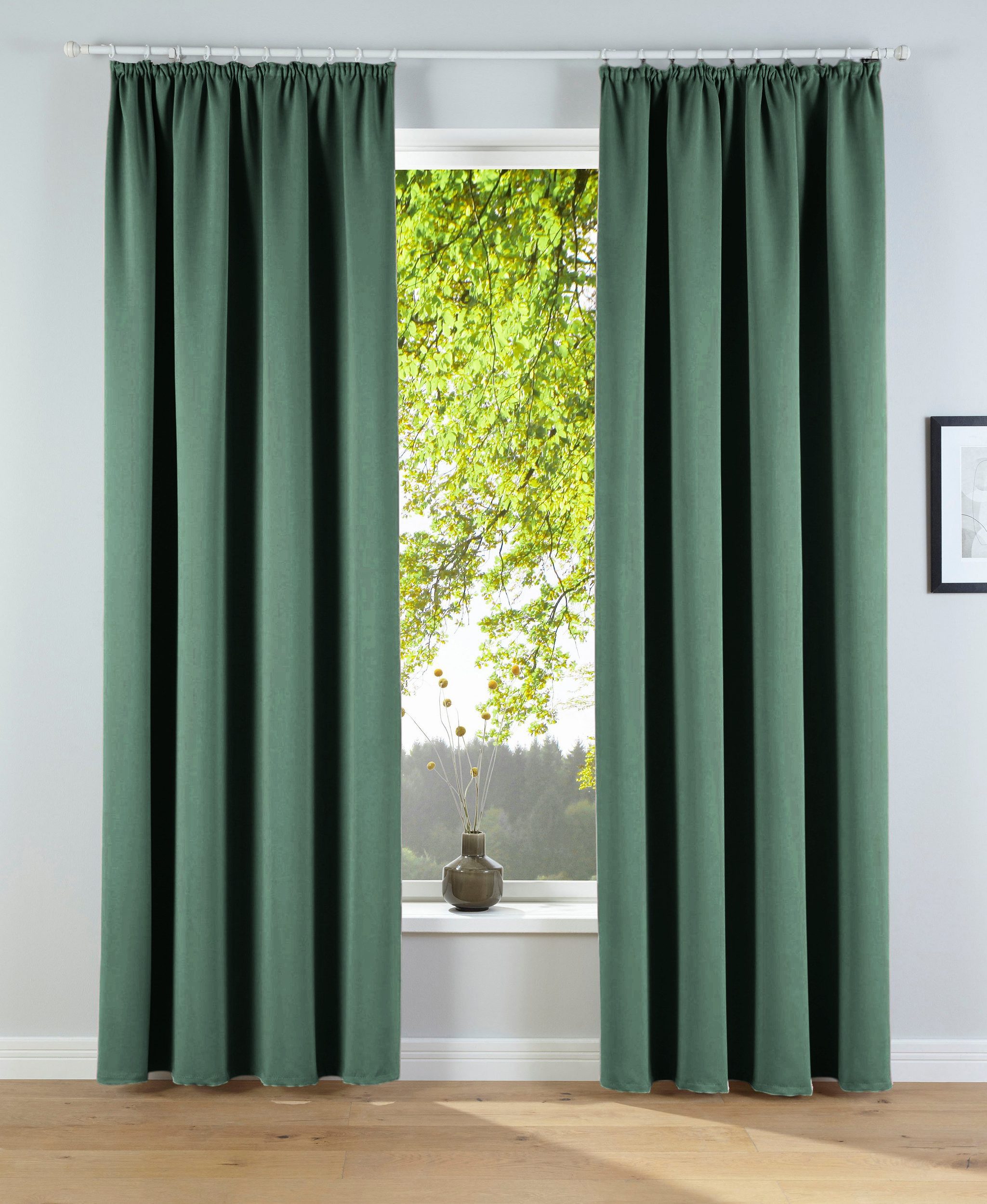 OTTO home Verdunkelungsvorhang Solana, Gardinen mit Kräuselband, verdunkelnd, 2er Set, Topseller (2 St), Kräuselband, verdunkelnd, 2er-Set Verdunklungsvorhang mit Thermofunktion, Bestseller, einfarbig