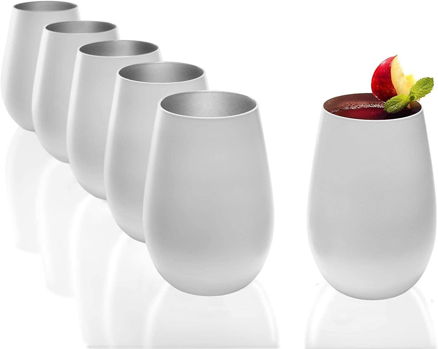 Stölzle Glas Stölzle Lausitz Elements Becher Weiß-Silber (6er set), Glas