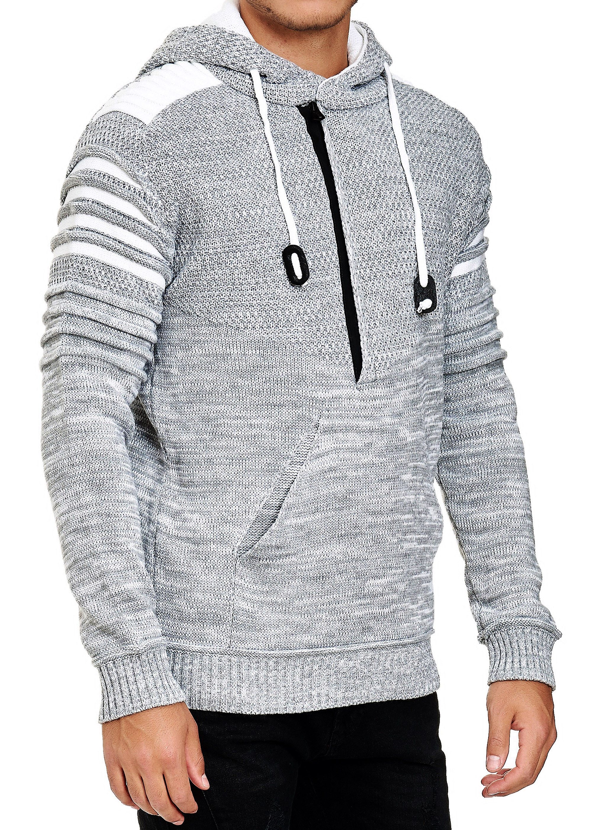 R-NEAL Kapuzenpullover Kapuzen-Pullover Hoodie mit 1/2 Zipper Strick Pullov günstig online kaufen