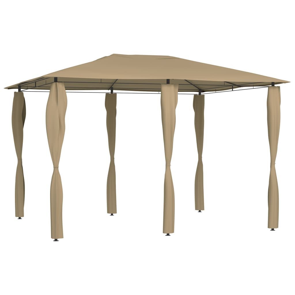 Partyzelt Pavillon mit Pfostenabdeckungen 3x4x2,6 m Taupe 160 g/m²