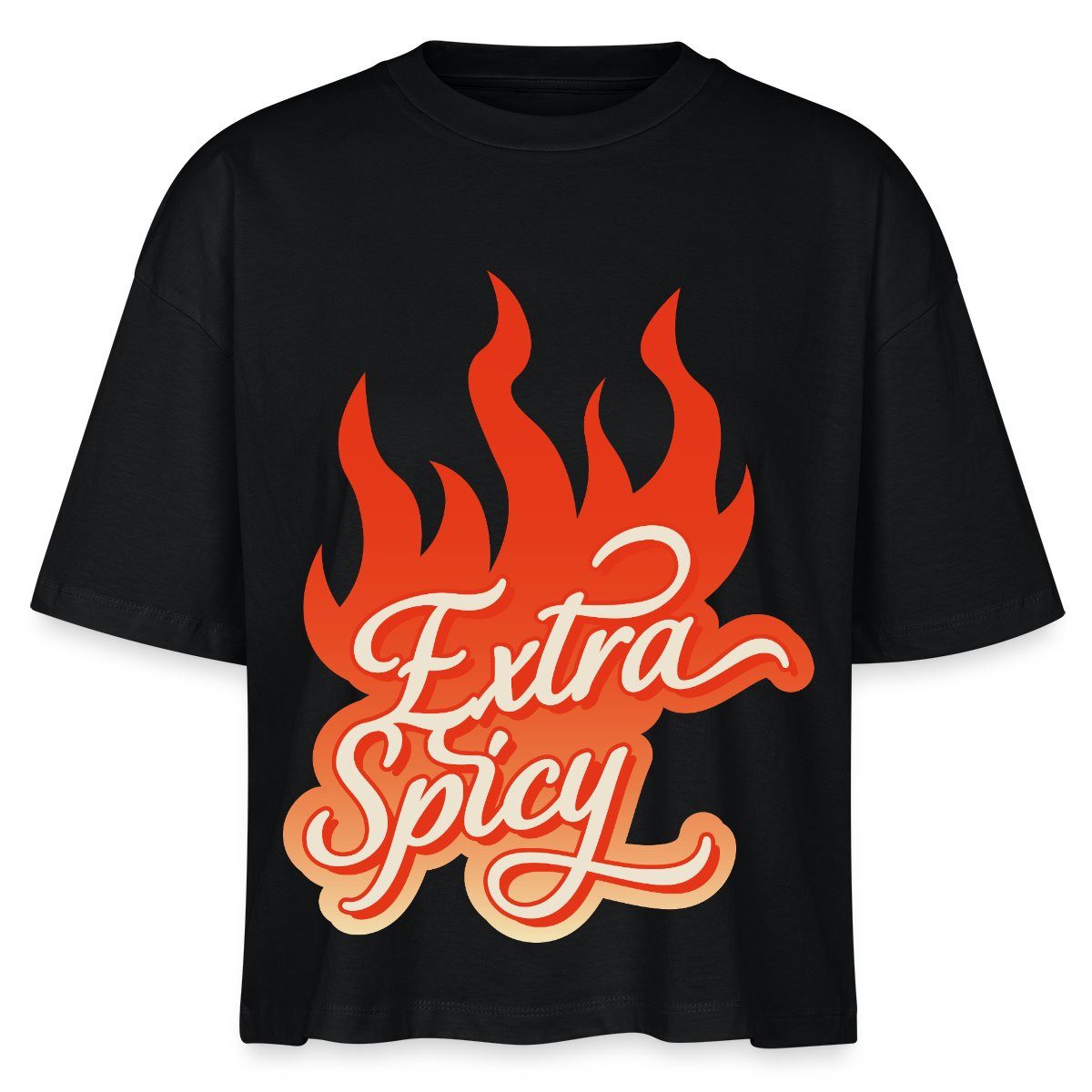 Spreadshirt T-Shirt Extra Spicy Lustiges Flammen Motiv Für Chili Fans Boxy Shirt Damen (1-tlg)