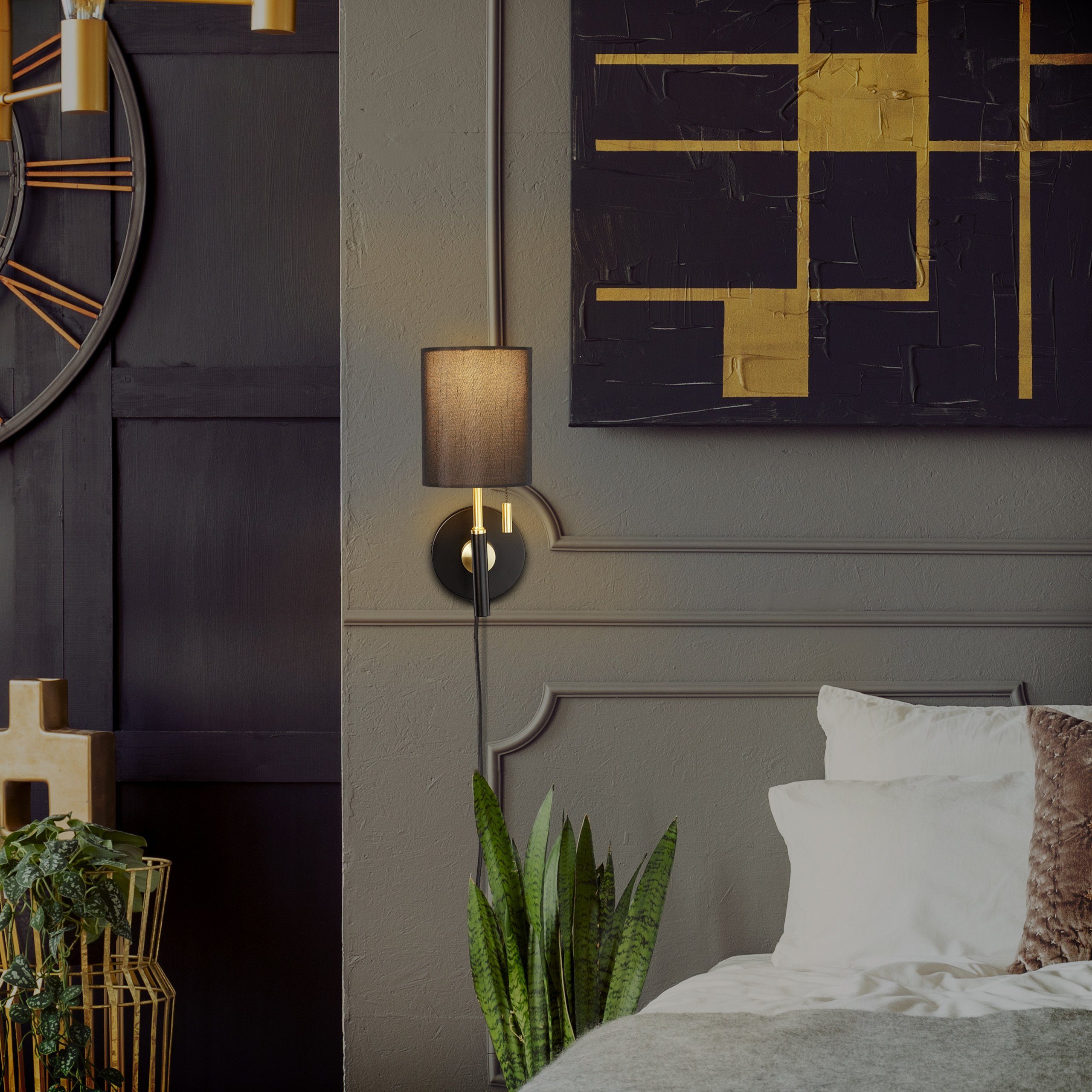 relaxdays Wandleuchte mit Stoffschirm günstig online kaufen