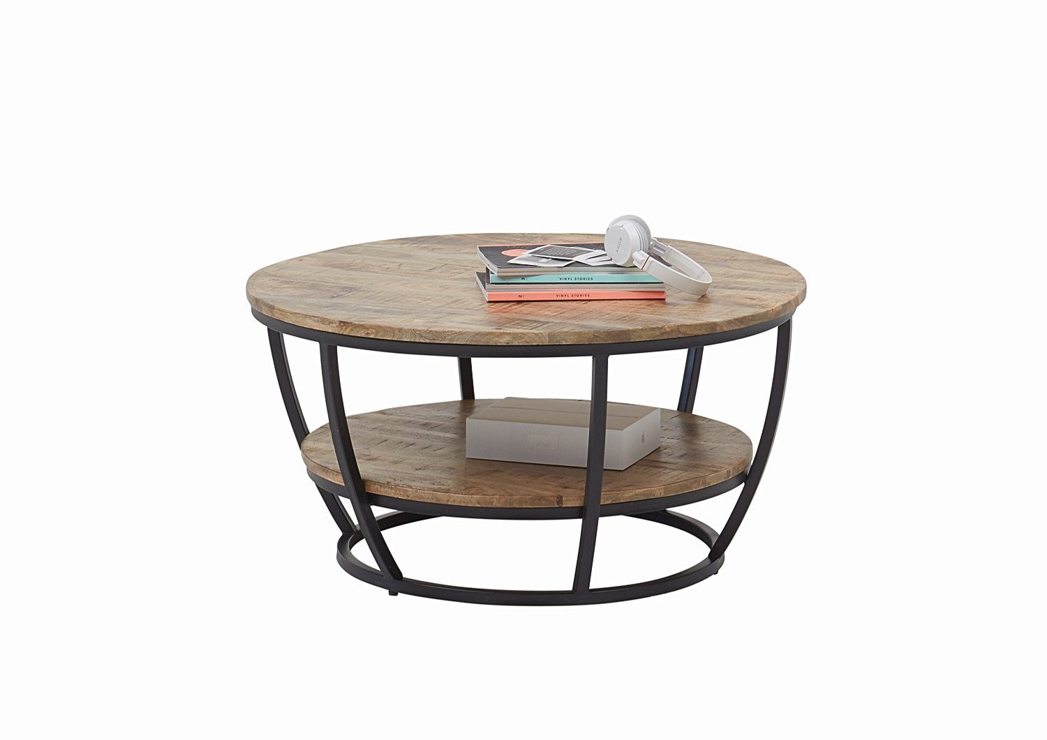 moebel-dich-auf Couchtisch JAIPUR (mit Tischplatte aus 20mm Mango Holz massiv), Untergestell aus Metall in schwarz matt