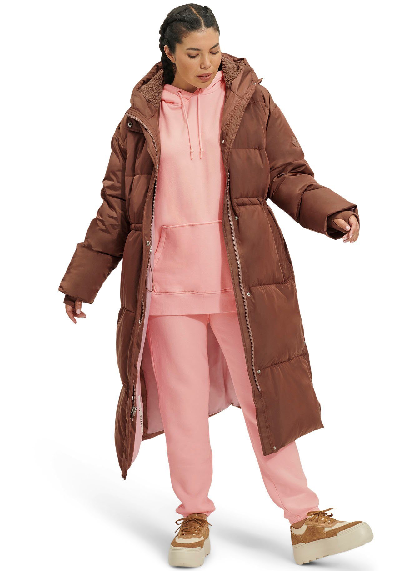 UGG Steppmantel W KEELEY LONG PUFFER COAT CHESTNUT DARK