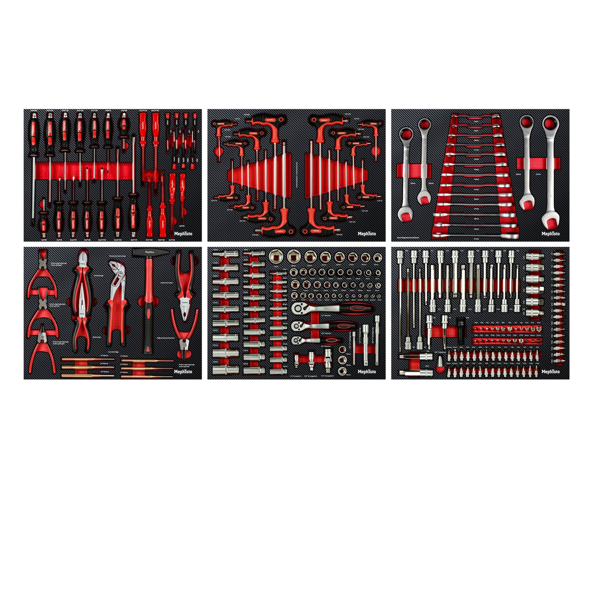 Mephisto-Tools Werkzeugset, (Set), metrisch, inkl. Soft Inlay in Carbon-Optik