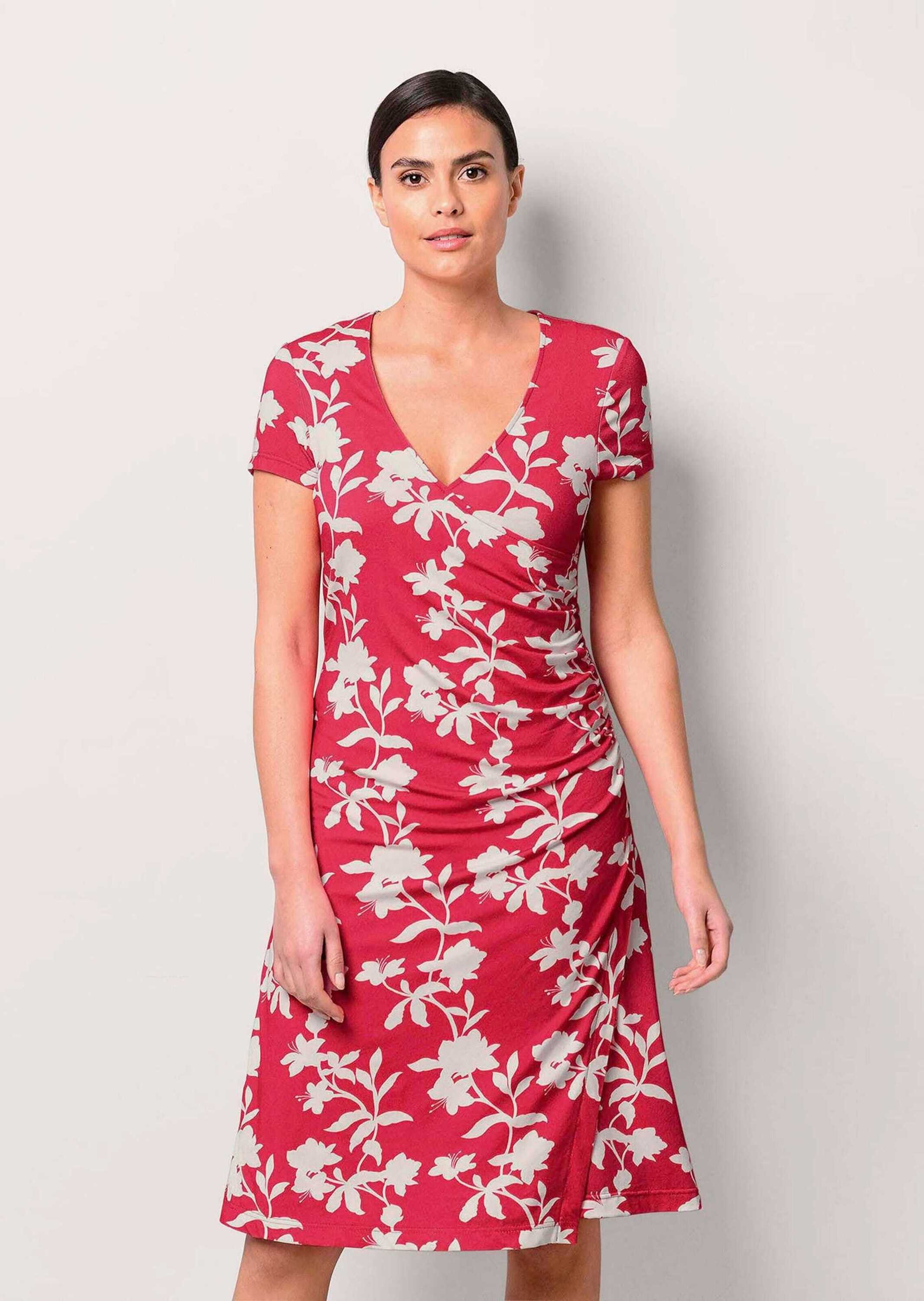 Alba Moda Jerseykleid Knielanges Kleid mit Floralprint Geblümtes Design mit femininem V-Ausschnitt – Bild 5 von 5