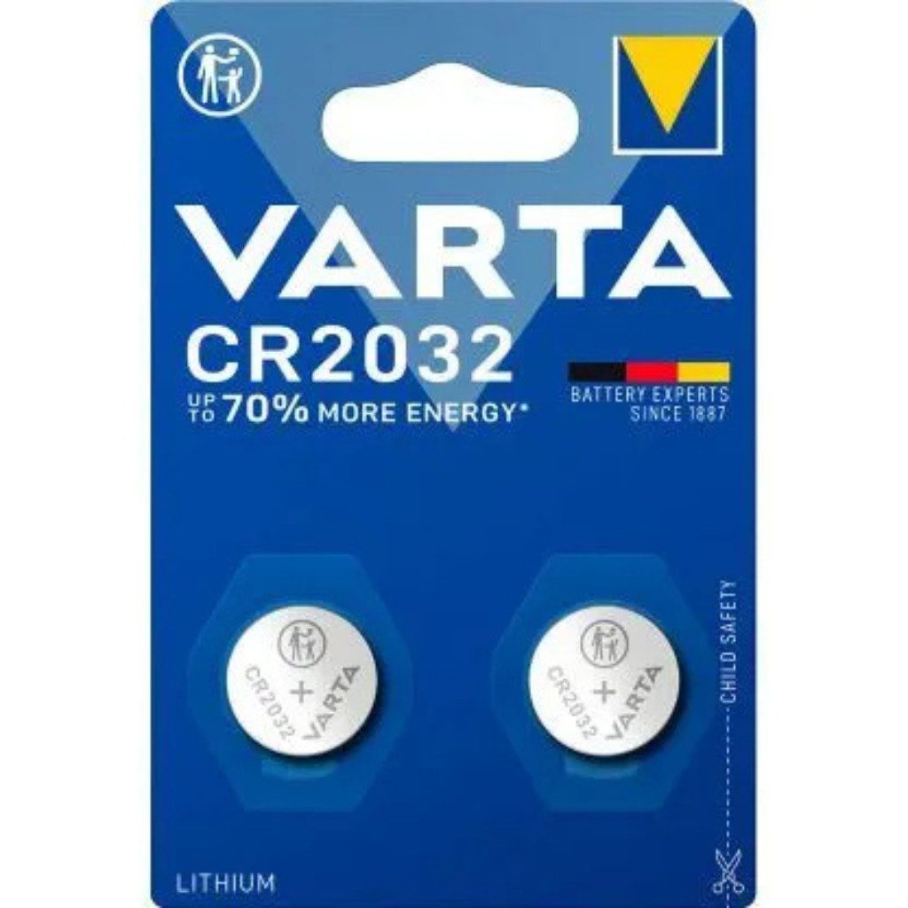 VARTA 2 VARTA Knopfzellen CR2032 3,0 V Knopfzelle, (2 St), ideal für Alltagsgeräte wie Uhren und medizinische Geräte