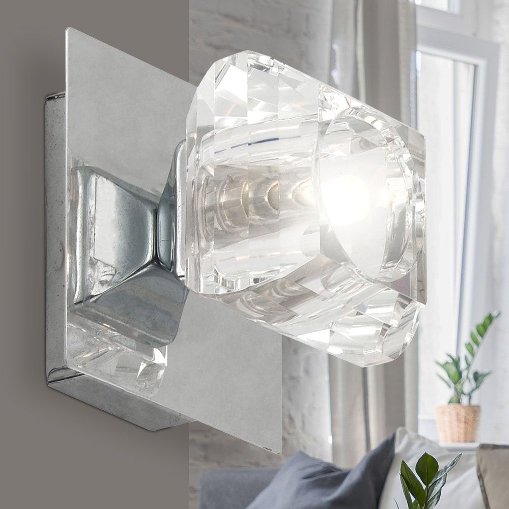 etc-shop LED Wandleuchte, Leuchtmittel Treppenhausleuchte Wandspot nicht Modern Wandleuchte inklusive, Kristallglas