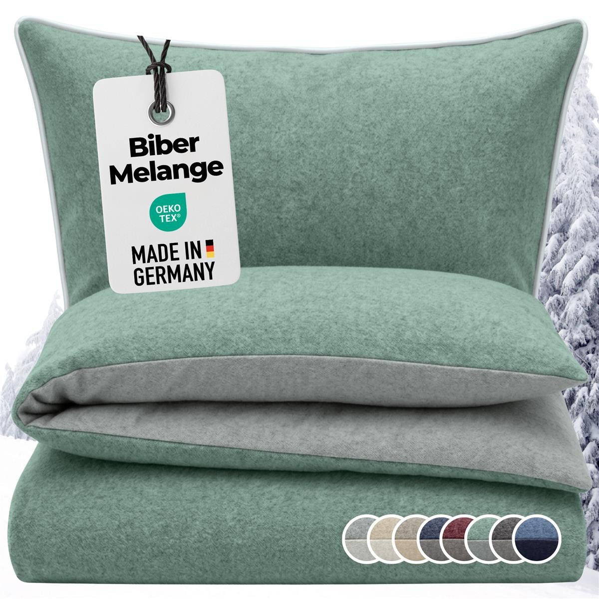 Carpe Sonno Wendebettwäsche Biber Bettwäsche Winter Flanell Baumwolle 135x200 / 155x220 / 200x200, Biber, 2 teilig, Warme MADE IN GERMANY Winterbettwäsche kuschelig weich - 135 x 200