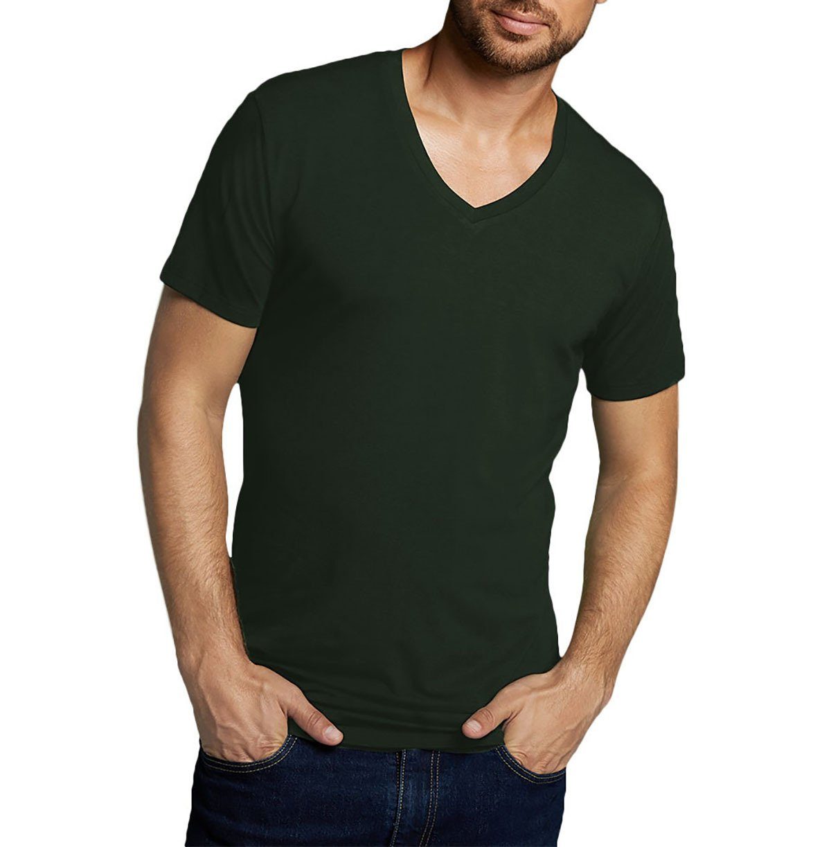 T-Shirt - Grün basics Bamboo Herren Pack 2er T-Shirt Unterhemd VELO,