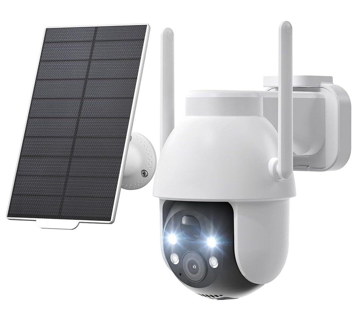 Topcony Überwachungskamera Überwachungskamera Aussen Akku 2K Kamera Überwachung Aussen Solar (Aussen, Außenbereich, Outdoor, 360° WLAN Kamera Outdoor Kabellose Aussenkamera, 1-tlg., mit Farbige Nachtsicht und PIR Bewegungsmelder, 4-fachen Digitalzoom,3 Al