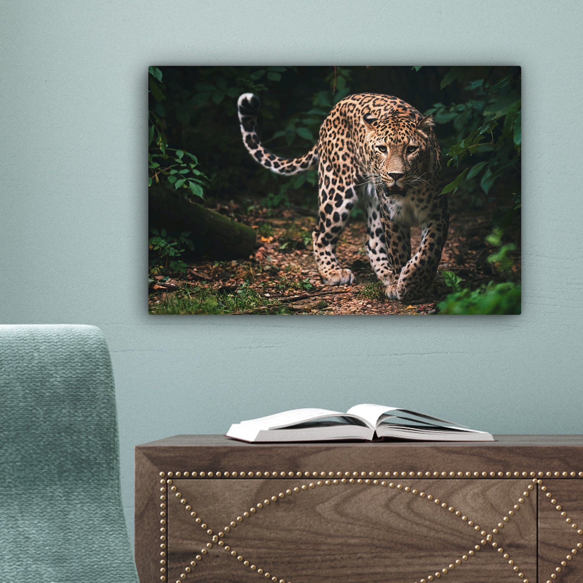 OneMillionCanvasses® Leinwandbild Wildtiere - Leopard - Dschungel - Natur, Fotodruck (1 St), Leinwand Bilder Klein, Wand Dekoration Aesthetic 30x20 cm – Bild 3 von 5