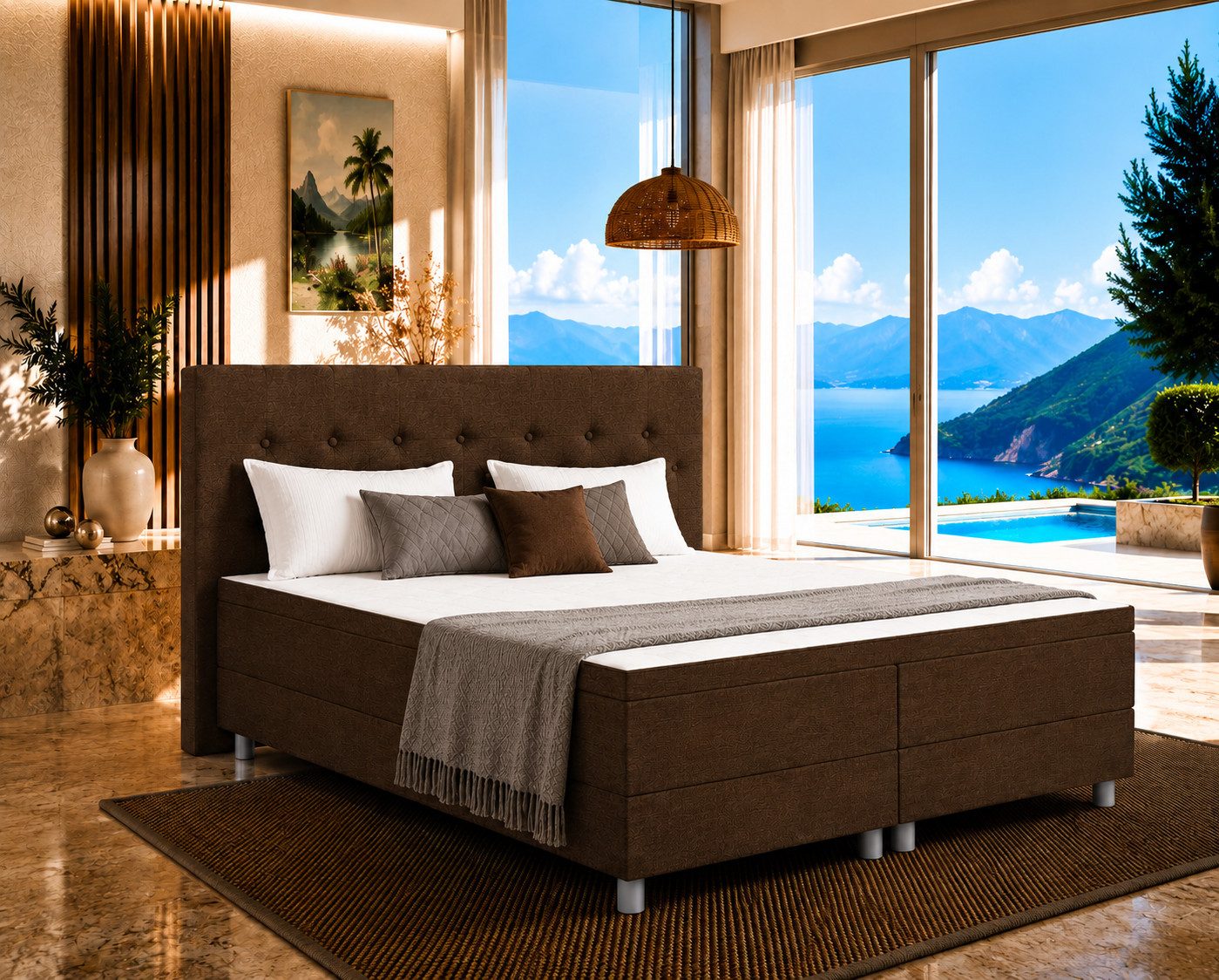 Best for Home Boxbett Neo Sawana Bonellfederkernmatratze mit 5 cm Topper (Komplettbett, 4-St., 90x200 120x200 140x200 160x200 180x200 200x200), 7-Zonen-Bonnellfederkernmatratze, ergonomischer Schlafkomfort
