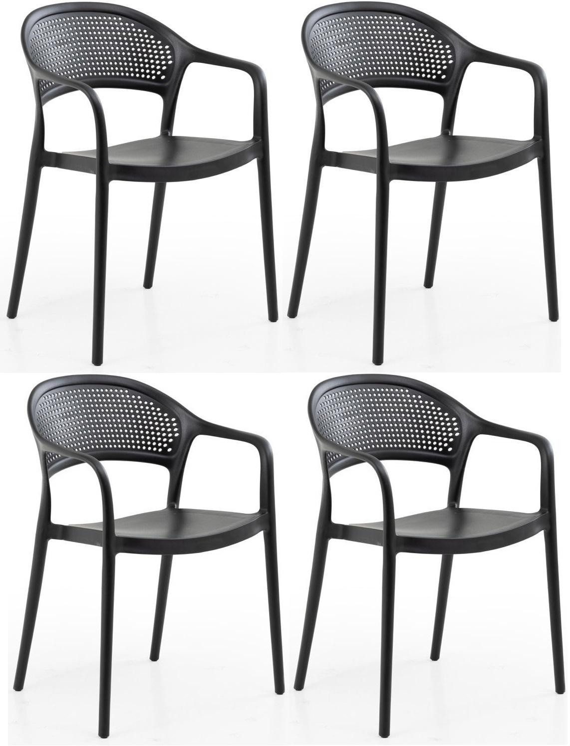 JVmoebel Gartenstuhl Kunststoff Stuhl mit perforierter Rückenlehne in verschiedenen Farben (4er Set, 4 St), Made in Europa