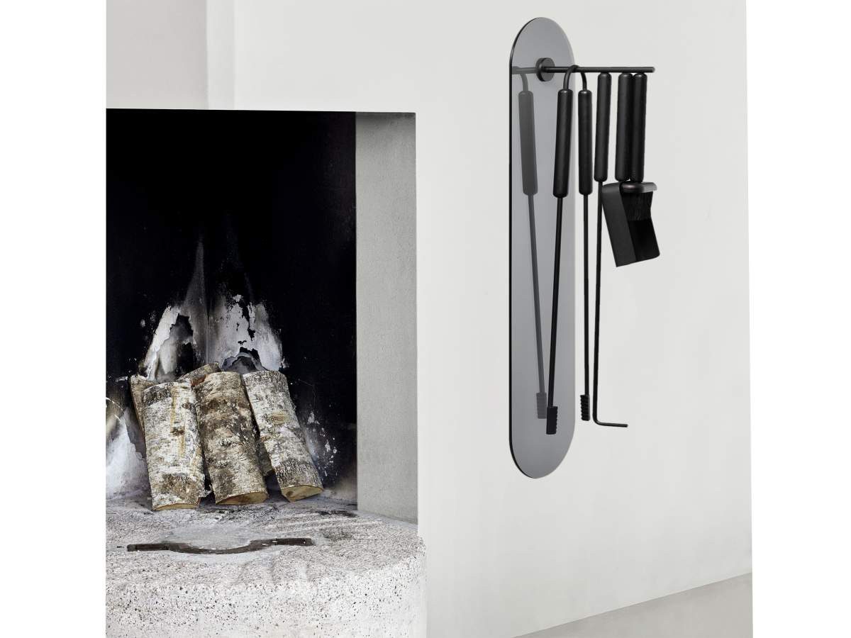 blomus Kamingarnitur Ashi, (Kaminbesteck-Set), Kaminbesteck wandhängend, Kaminset mit Magnethalterung