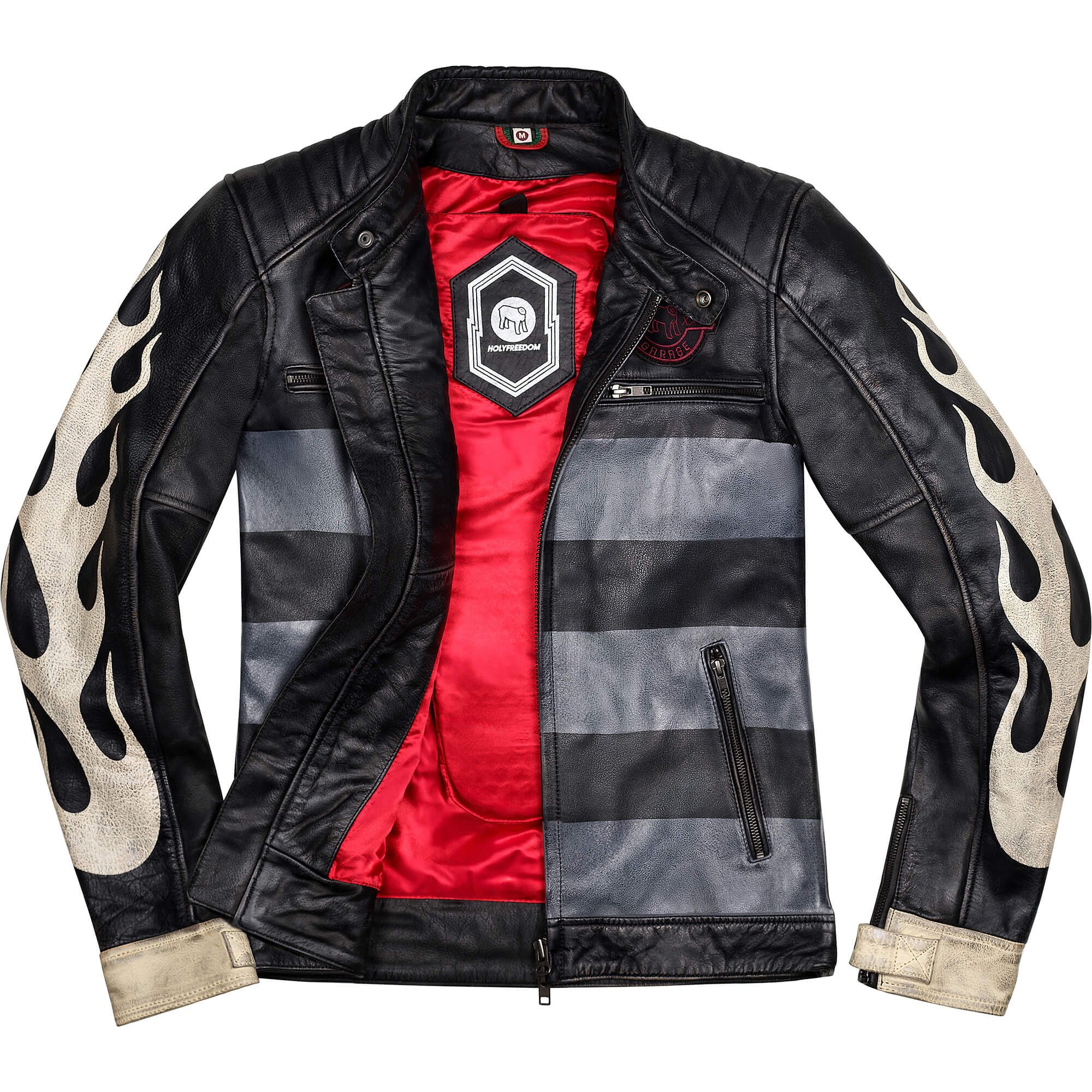 HolyFreedom Motorradjacke Zero Inferno Special Edition Motorrad Lederjacke Rückenprotektor enthalten,Ellenbogenprotektoren enthalten,Schulte