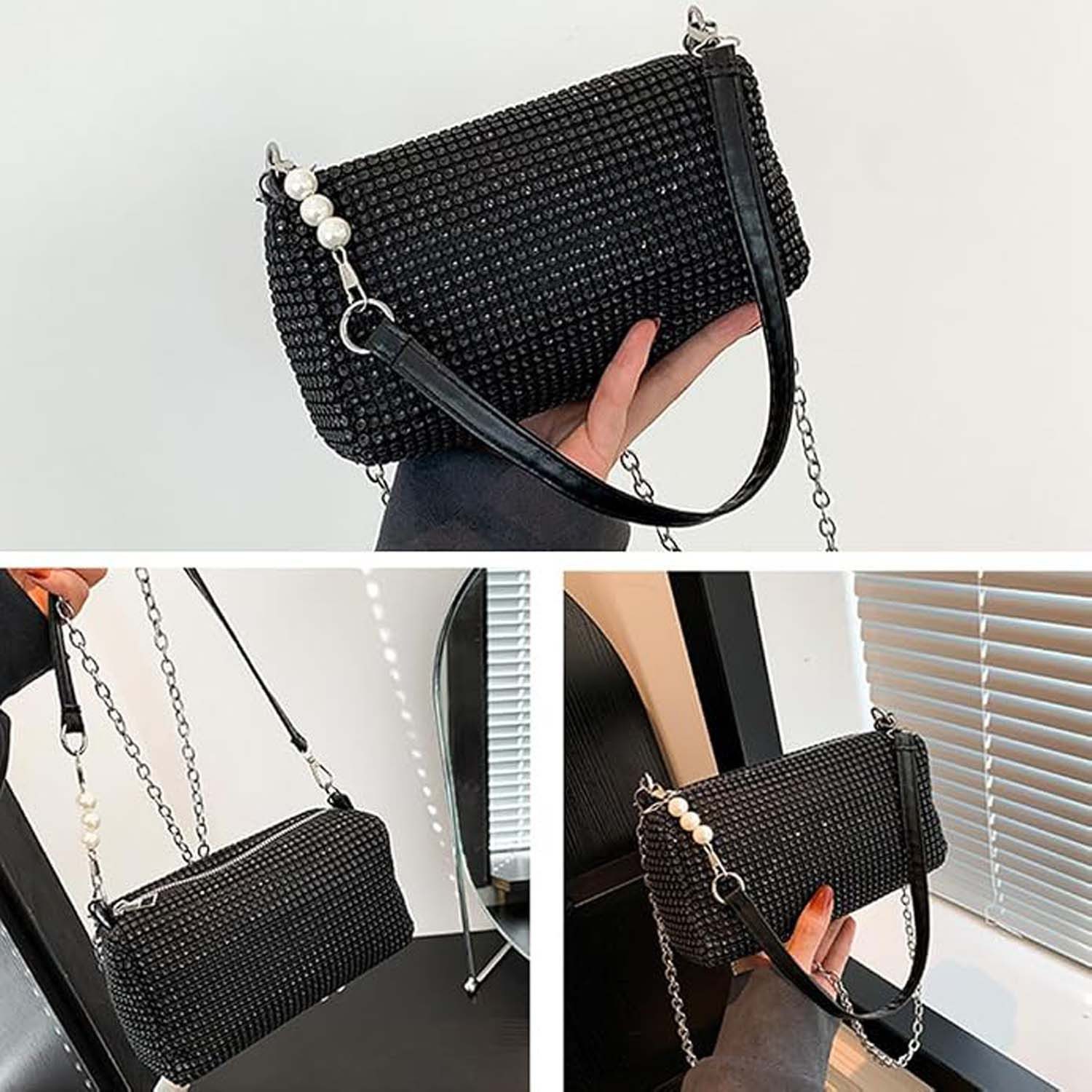 nsihing Clutch Elegante Abendtasche Damen Mit Glitzerndem Design