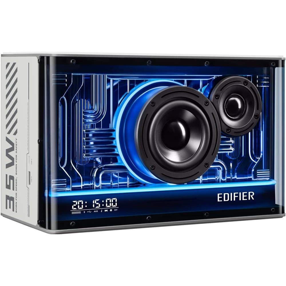Edifier® QD35 Bluetooth-Lautsprechersystem Weiß Lautsprechersystem (Bluetooth, 40 W, mit RGB-Lichteffekten und zwei Ladeanschlüssen)