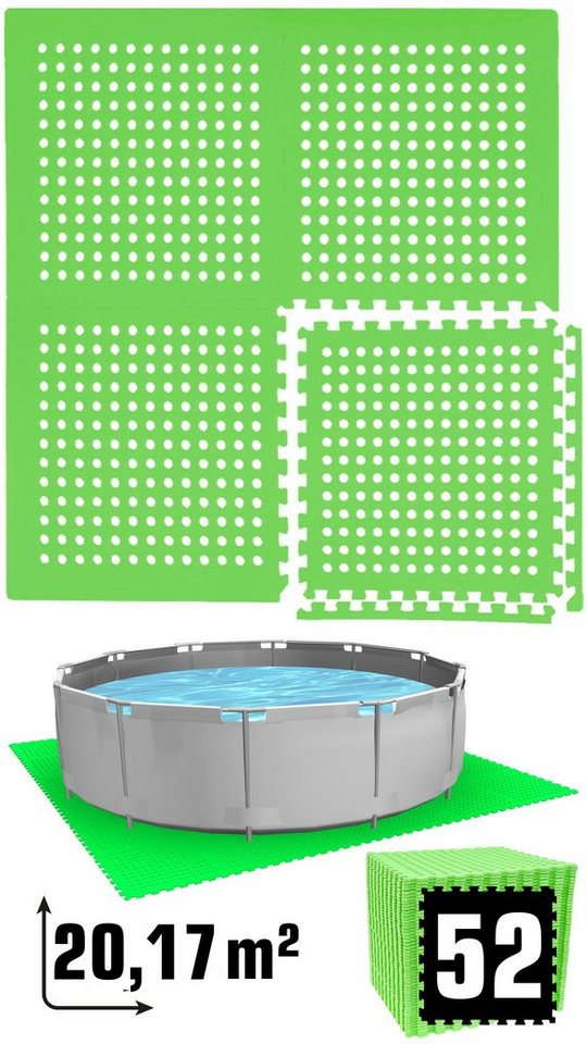 Thumbnail - eyepower Pool-Bodenschutzfliese für 366cm Pool - Poolmatte aus 52 großen EVA Matten - Poolunterlage, 1 cm dicke Bodenfli...