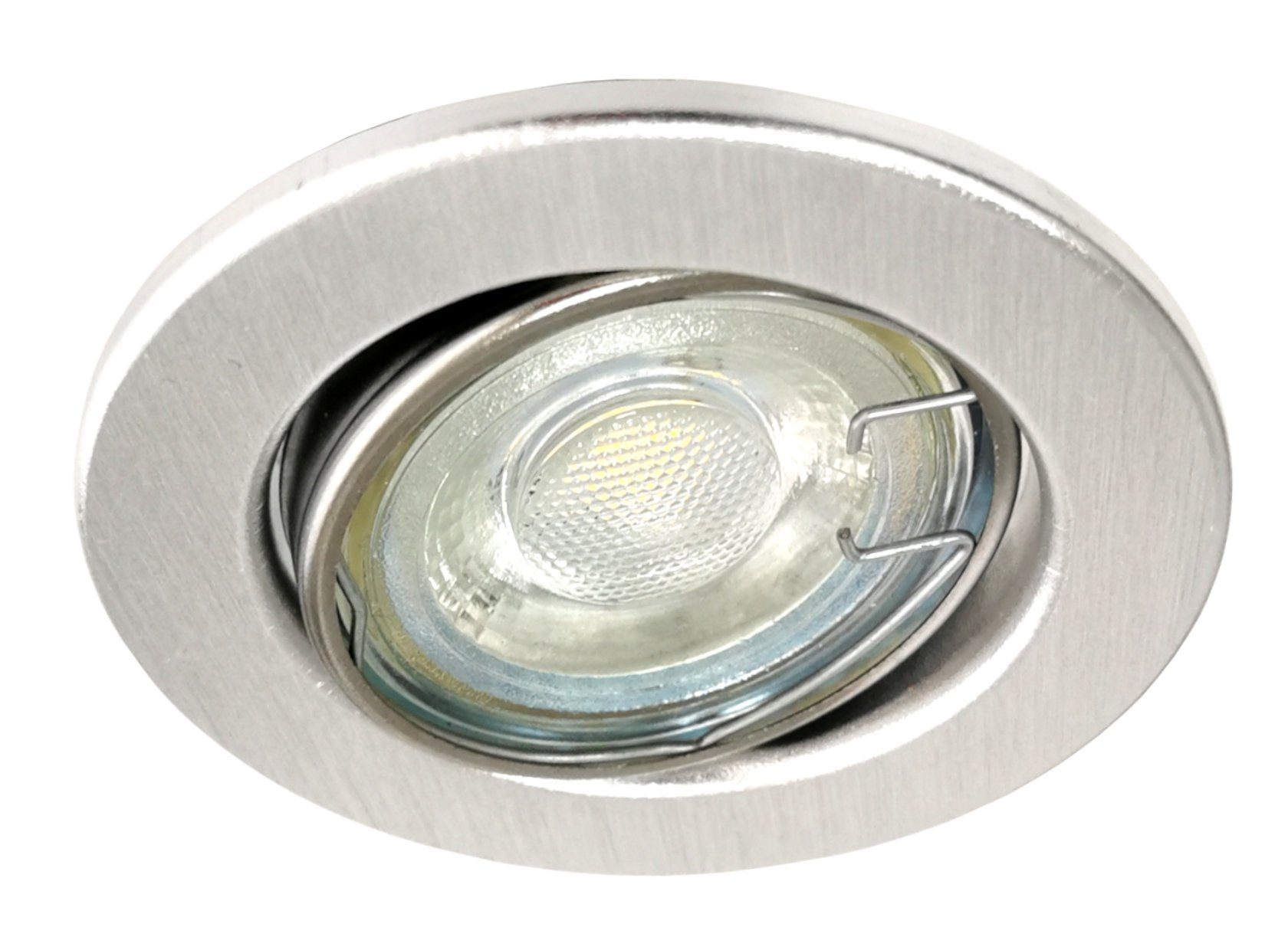 TRANGO LED Einbauleuchte, Dimmfunktion, 6er Set 6729-069G6KSDAK LED Deckenstrahler in Aluminium-Optik Rund inkl. 6x 5 Watt 3-Stufen dimmbar GU10 LED Leuchtmittel 6000K Tageslichtweiß (kaltweiß), Einbaustrahler, Einbauspot, Deckenleuchte, Deckenspots