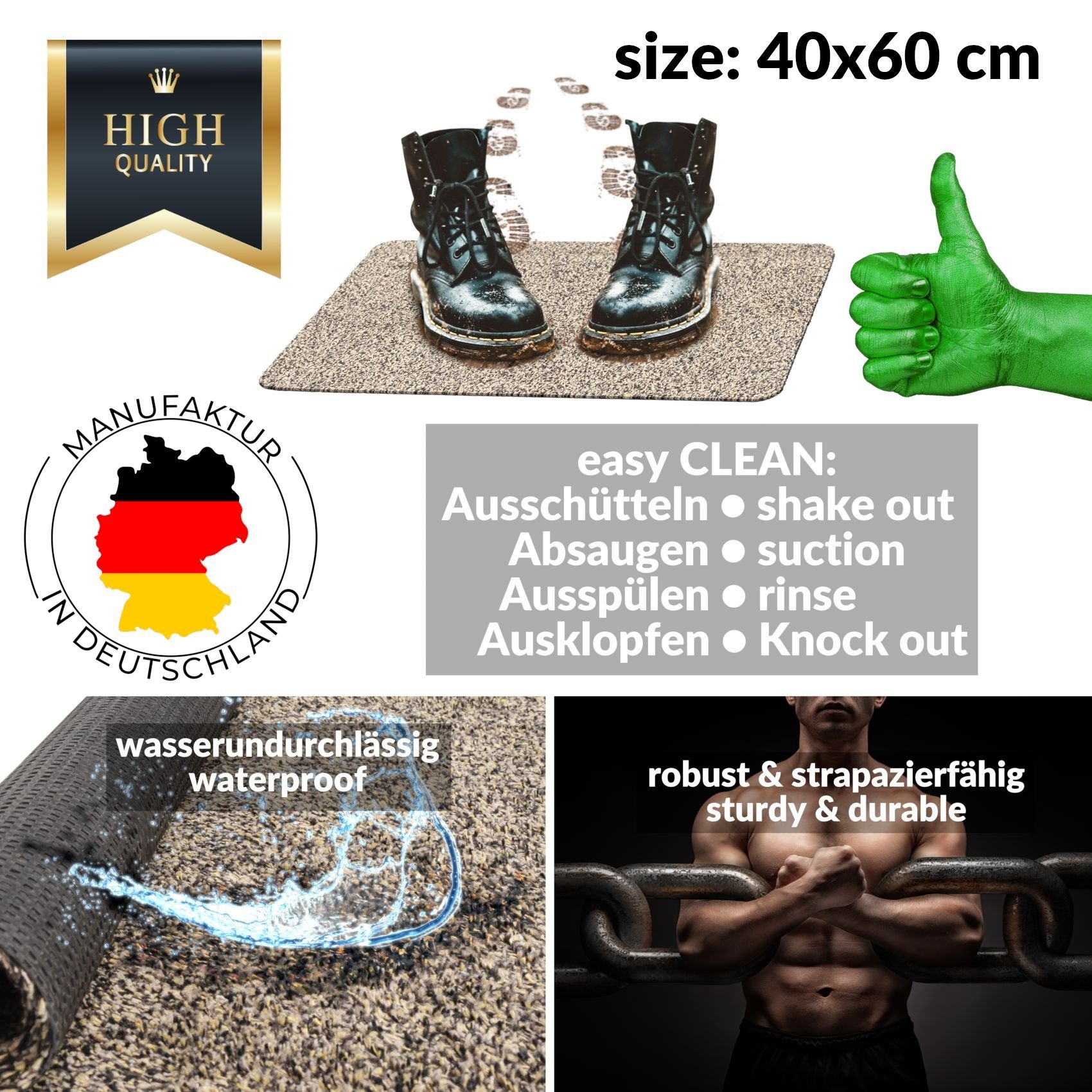 ANRO Fußmatte Türvorleger Schmutzfangmatte DOVER, eckig, Höhe: 4 mm, DUO-Ge günstig online kaufen