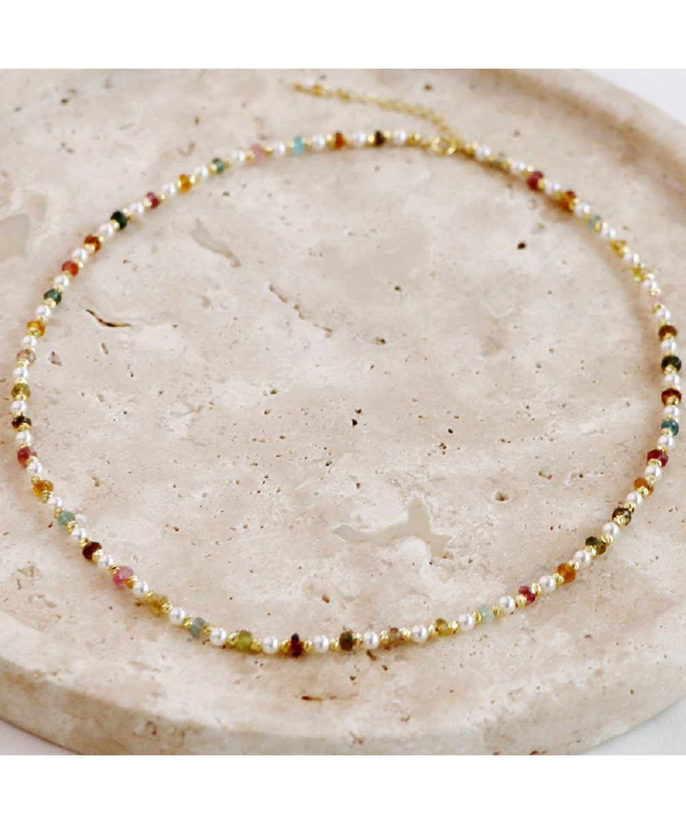 RAIKOU Bead-Ketten-Set mit echten Perlen und bunten Natursteinen, handgefertigt