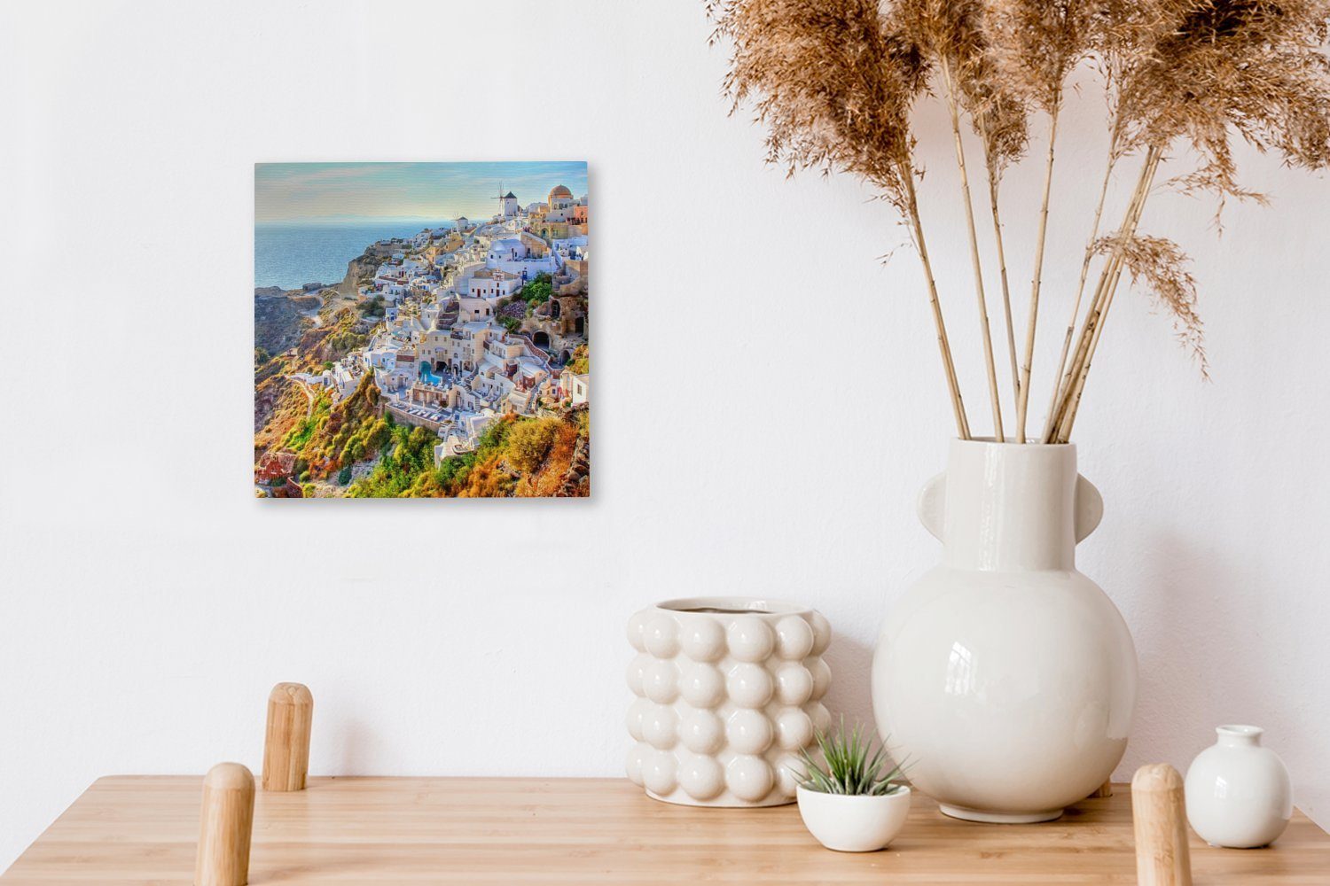 Wohnzimmer Santorin für Griechenland, Bilder von bunt Berge (1 Leinwandbild OneMillionCanvasses® Schlafzimmer Leinwand St),