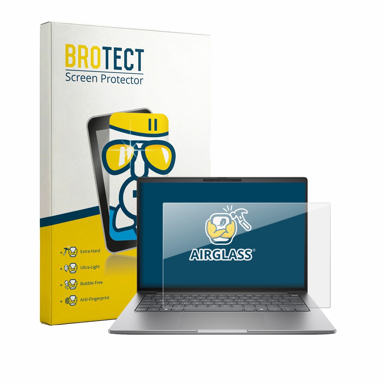 BROTECT Displayschutzglas Folie für HP Zbook 8 G2i 14", Schutzfolie Glas Panzer Display Schutz klar
