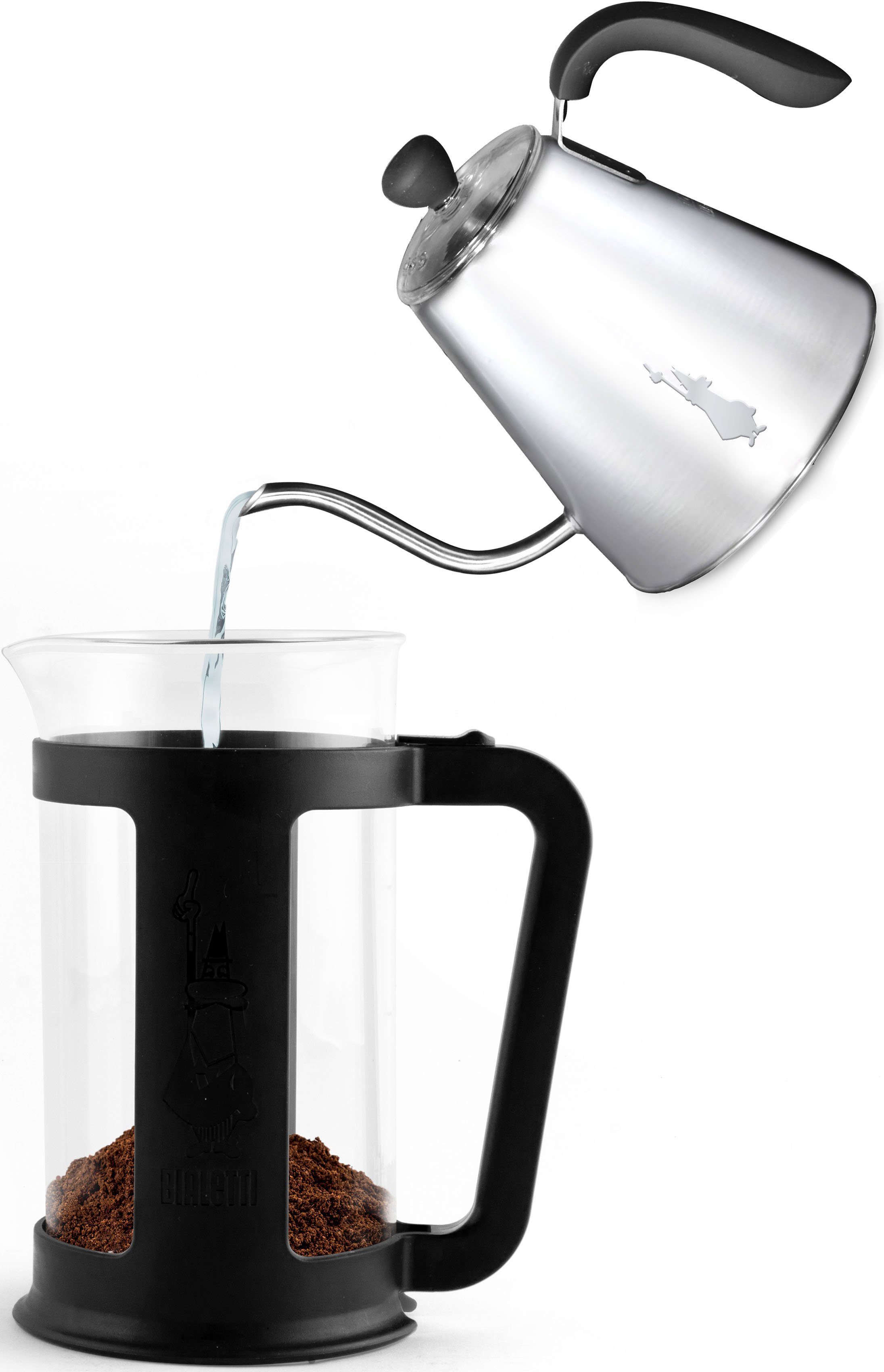BIALETTI Kaffeebereiter Borosilikatglas transparent/schwarz Smart, Kaffeekanne, 0,35l hitzebeständiges