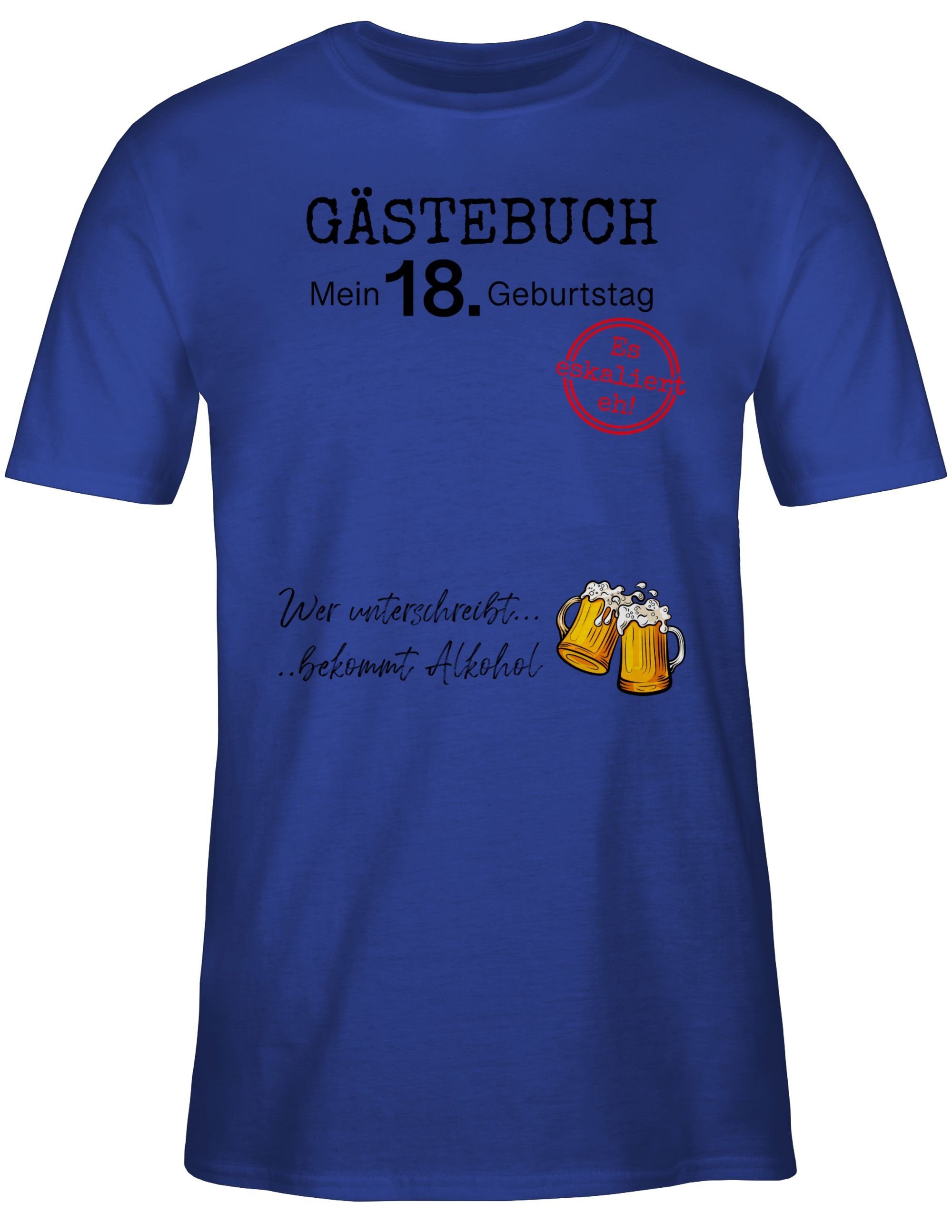 18. Shirtracer 18. Geburtstag Royalblau Gästebuch T-Shirt 3 Geburtstag
