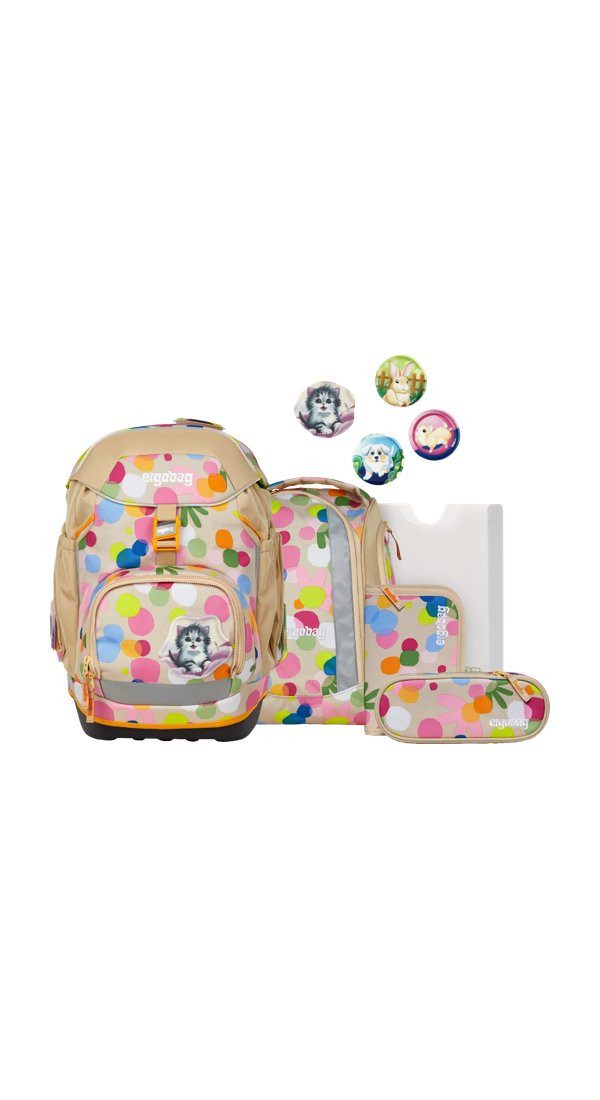 ergobag Schulranzen pack Set (6-tlg., 6-teiliges Set), größenverstellbares Rückensystem