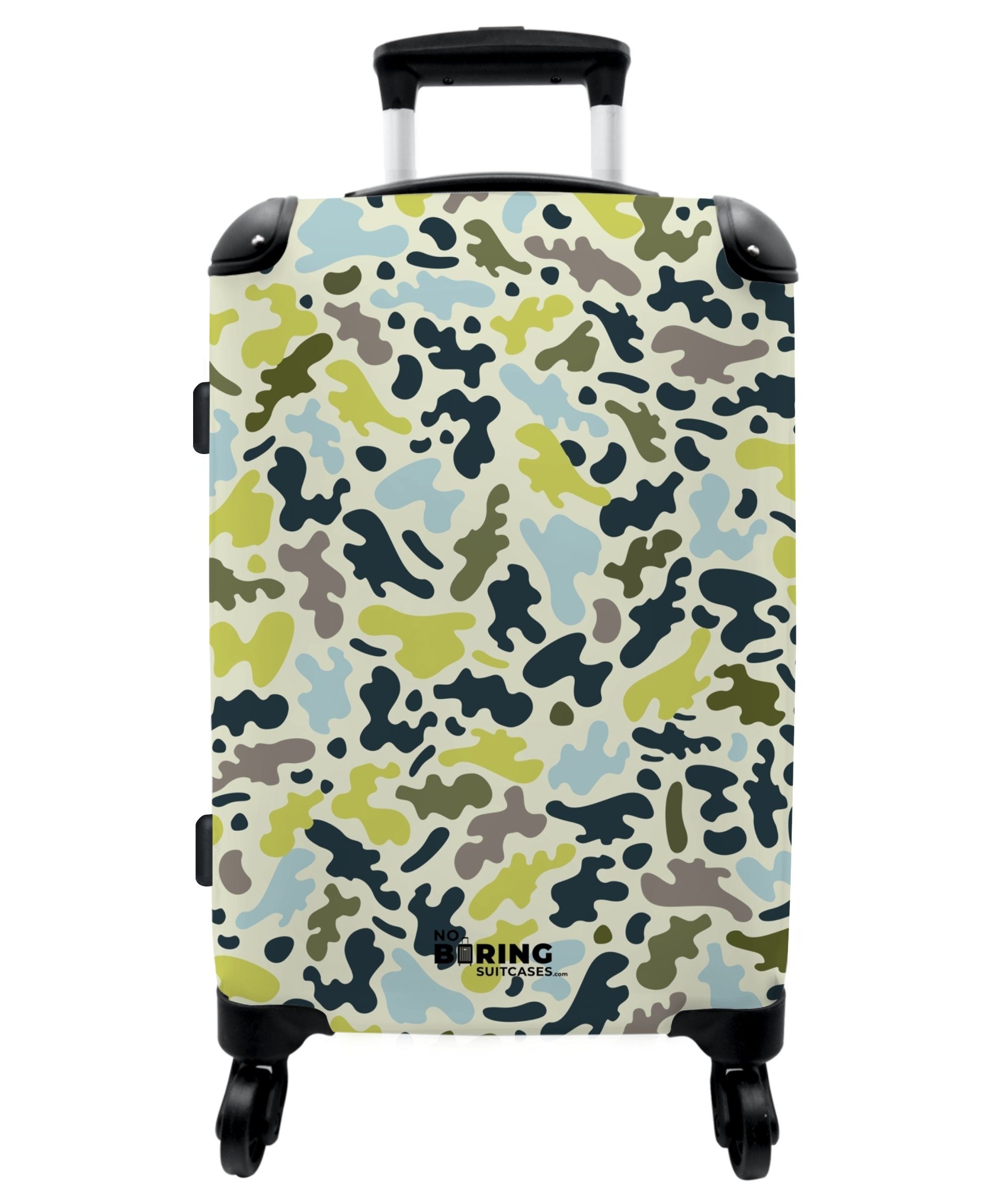 NoBoringSuitcases.com© Koffer 67x43x25cm Camouflage - Grün - Blau - Jungen - Kinder, 4 Rollen, Aufgabegepäck Trolley Rollkoffer Große Reisekoffer mit 4 Rollen -