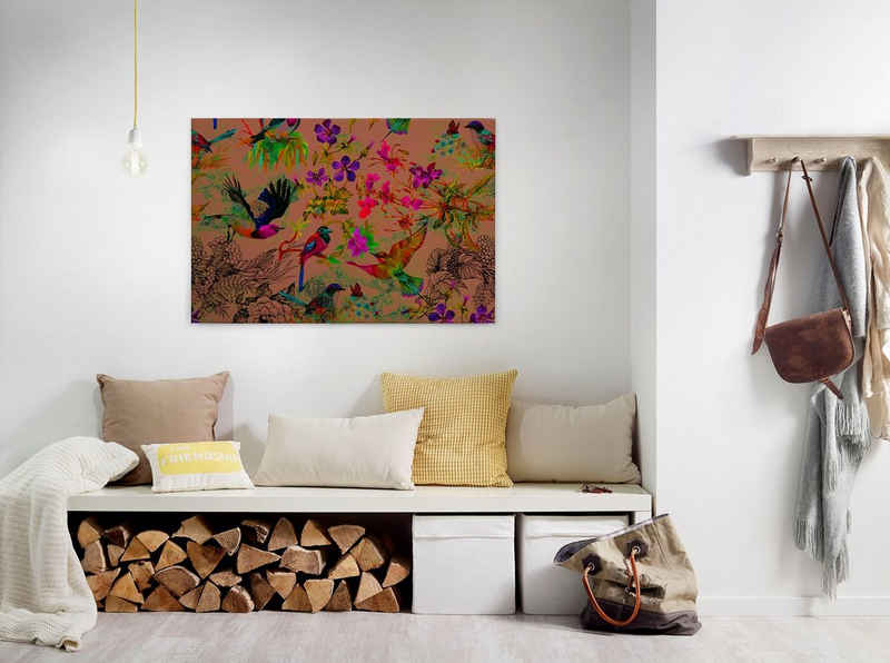 A.S. Création Leinwandbild funky birds 3, Vögel (1 St), Keilrahmen Bild mit Vögel Floral