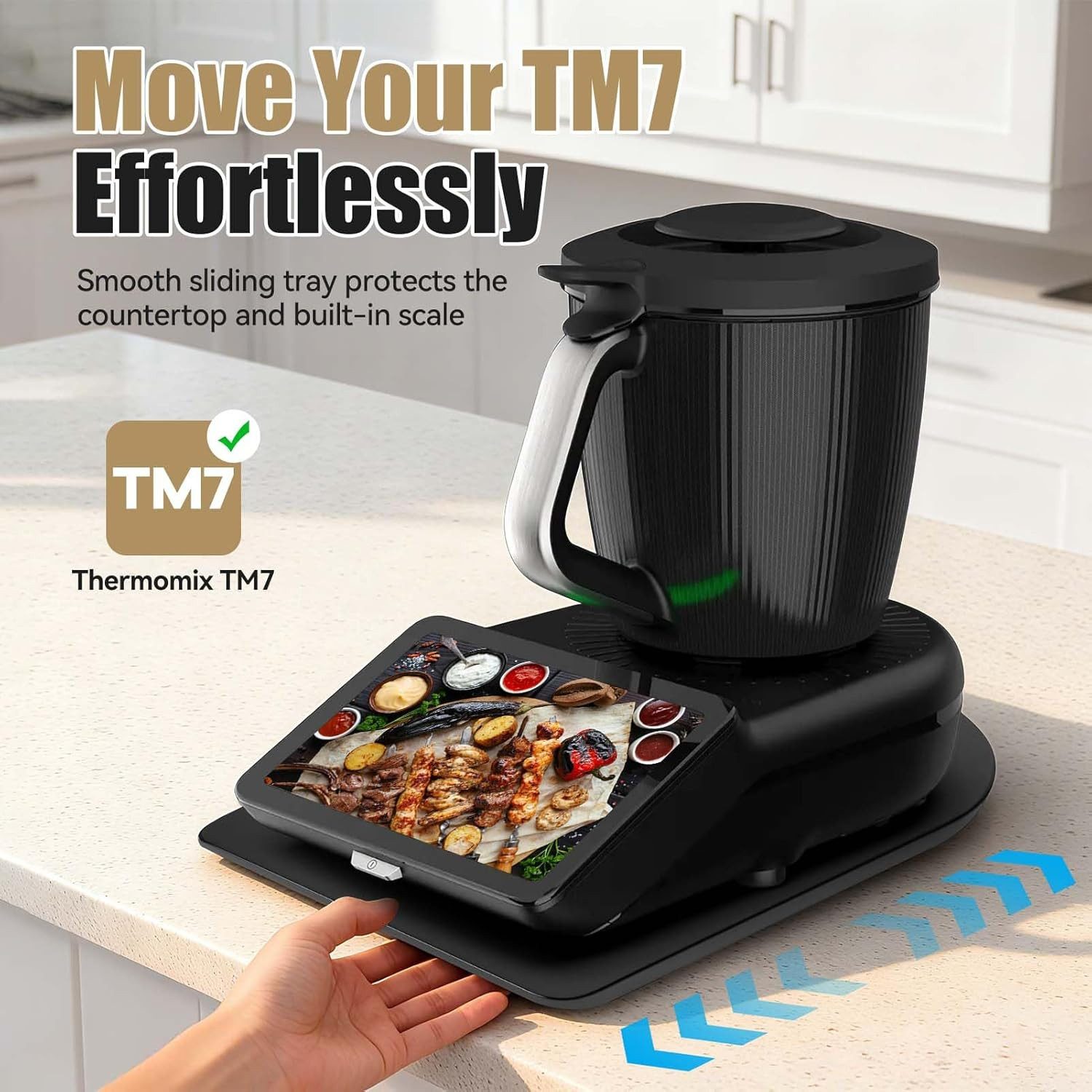 FELIXLEO Servierbrett Gleitbrett Thermomix TM7 mit Rollen Zubehör Robust Pflegeleicht, (1-St) – Bild 2 von 5