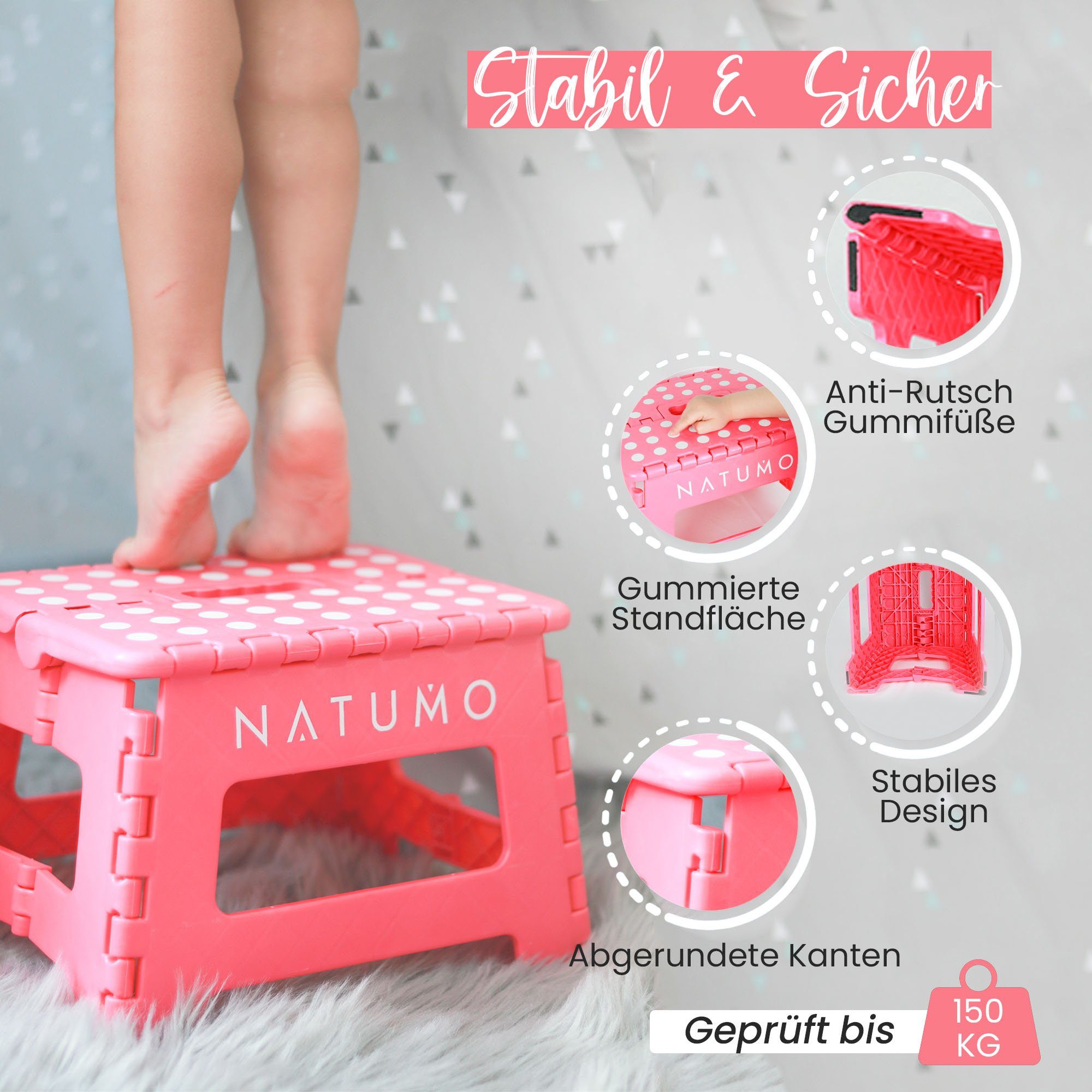 natumo Tritthocker faltbare Aufstiegshilfe für Kinder & Erwachsene - bis 15 günstig online kaufen
