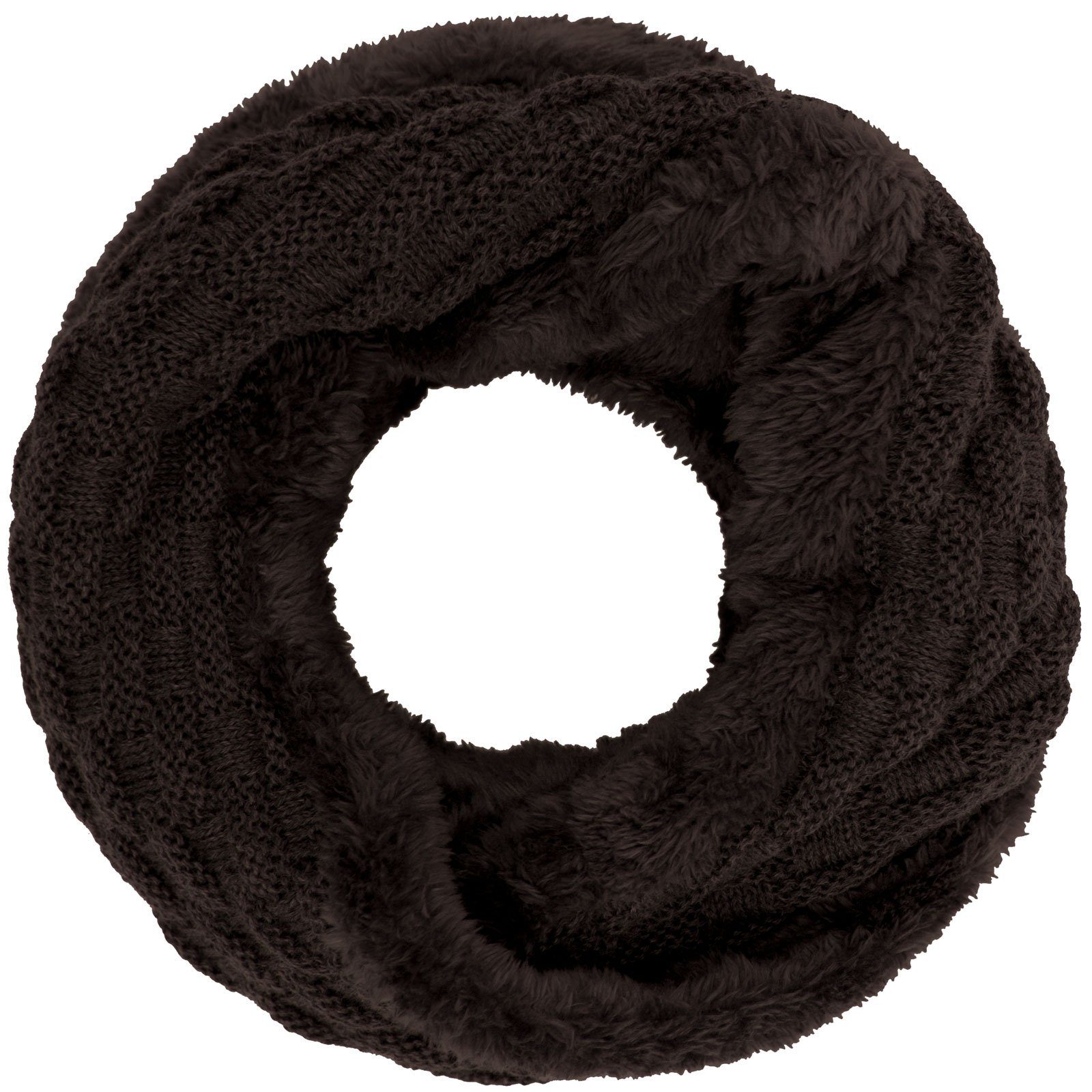 compagno Loop, (1-St), Winterschal Damen Loop gefüttert Winter Schal Loopschal Strickschal braun | Schals