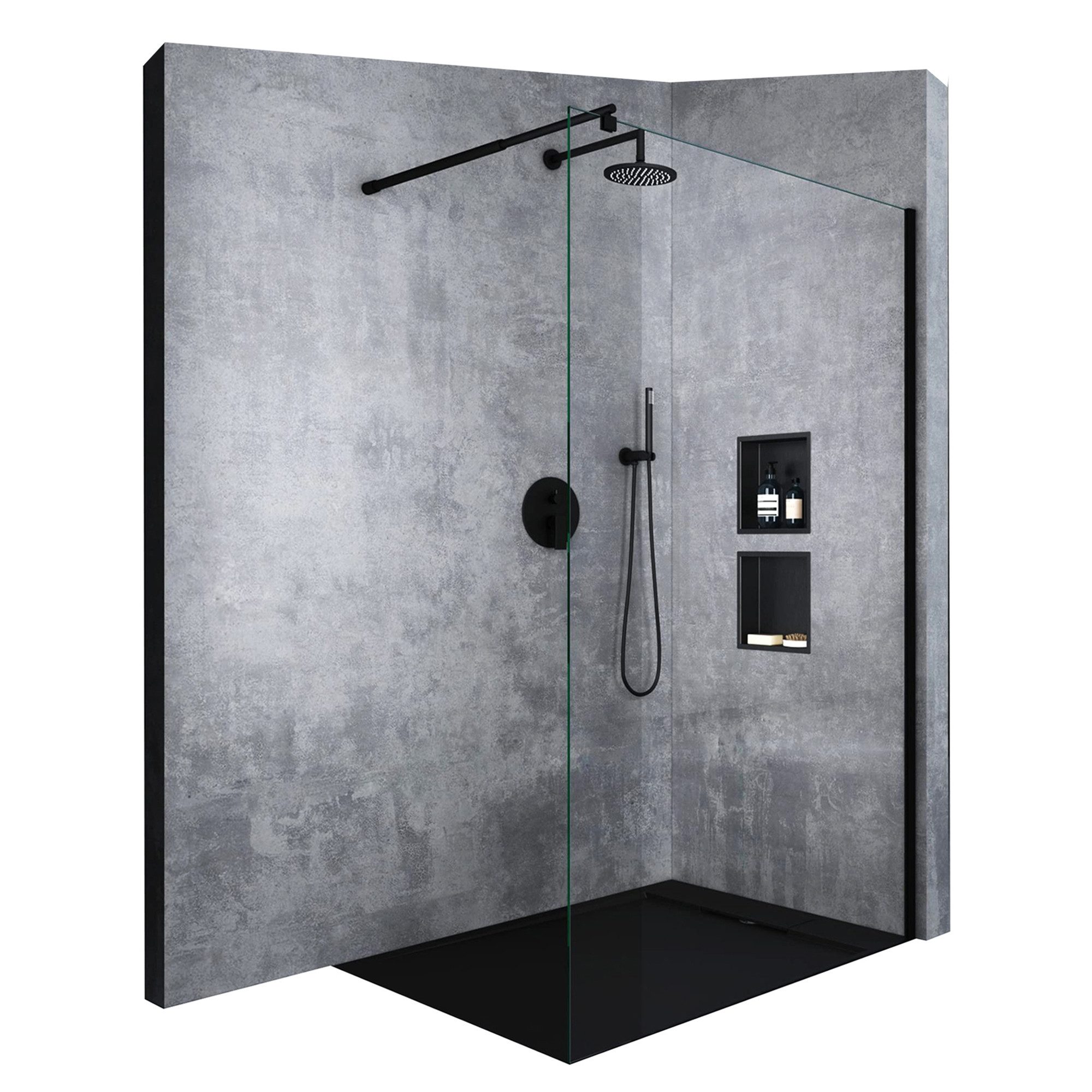 Duschwand für Dusche Duschabtrennung Walk-In ESG-Sicherheitsglas 8mm NANO