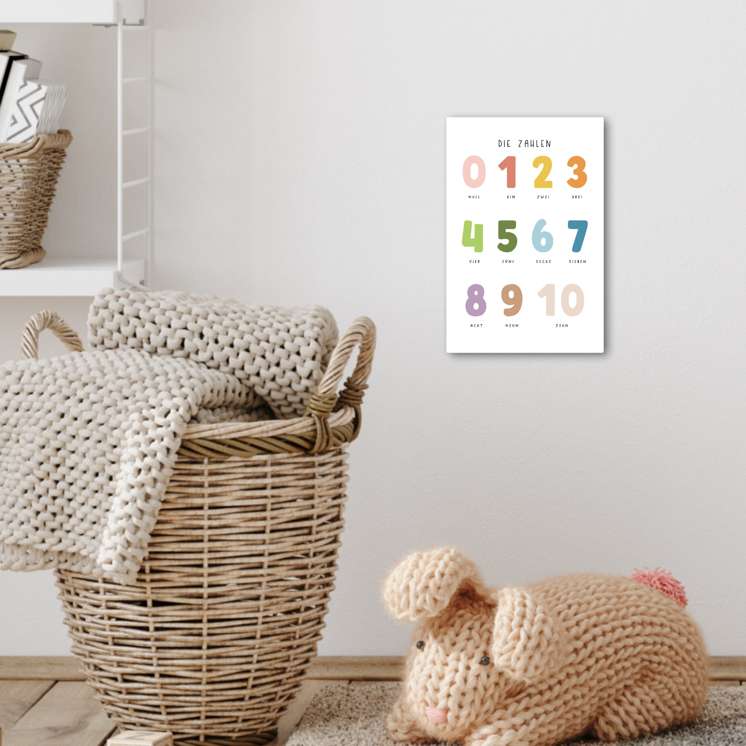 OneMillionCanvasses® Leinwandbild Pädagogisch - Zählen lernen - Weiß - Farben - 1-10, Fotodruck (1 St), Kinderzimmer Deko, Mädchen und Jungen Bilder 20x30 cm – Bild 5 von 5